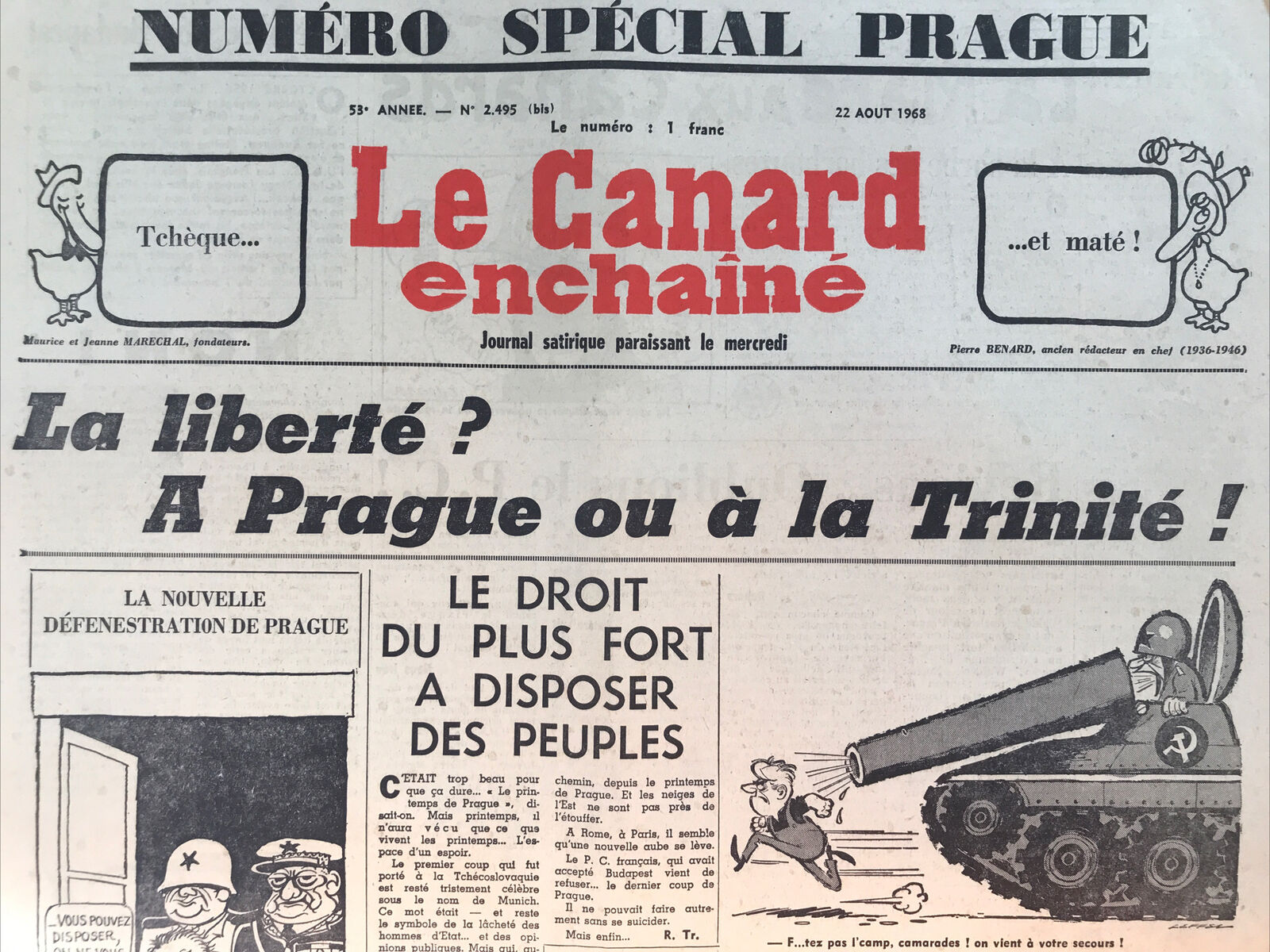 Couac ! | Acheter un Canard | Vente d'Anciens Journaux du Canard Enchaîné. Des Journaux Satiriques de Collection, Historiques & Authentiques de 1916 à 2004 ! | 02495 1