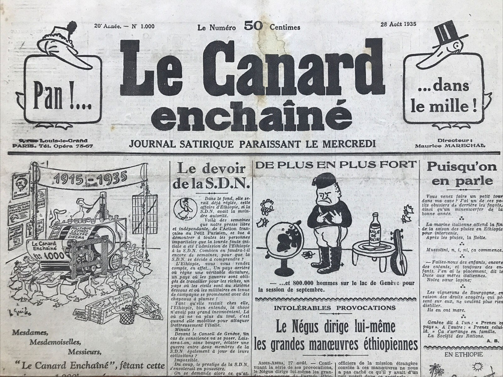 Couac ! | Acheter un Canard | Vente d'Anciens Journaux du Canard Enchaîné. Des Journaux Satiriques de Collection, Historiques & Authentiques de 1916 à 2004 ! | 1000