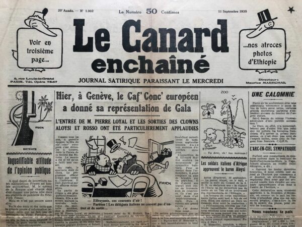 Couac ! | N° 1002 du Canard Enchaîné - 11 Septembre 1935 | Dans l'article "Le Feu et le Feu Follet" publié le 11 septembre 1935 dans **Le Canard Enchaîné**, Jean Galtier-Boissière critique Fernand Gregh, un poète officiel, pour sa manière condescendante de rendre hommage à Henri Barbusse. Gregh préfère le Barbusse d'avant-guerre, un littérateur reconnu et primé, à celui d'après-guerre, devenu un ardent militant pacifiste et auteur du roman antimilitariste **Le Feu**. Galtier-Boissière relève que Gregh qualifie **Le Feu** de "cycle de la boue et de l'ordure" et minimise son importance en le considérant uniquement comme le journal d'une escouade plutôt qu'un tableau de la grande catastrophe de la guerre. Galtier-Boissière réfute cette perspective, rappelant que Barbusse, malgré sa santé fragile, a volontairement combattu en première ligne et a rapporté un témoignage authentique de l'horreur des tranchées. Galtier-Boissière souligne l'écart entre les expériences de guerre des deux hommes. Alors que Barbusse souffrait dans les tranchées, Gregh était confortablement installé dans un dépôt du Midi, loin des combats. Gregh, bénéficiant de protections et d'un statut de soldat de seconde classe, donnait des conférences sur des thèmes patriotiques tandis que Barbusse, brancardier au front, voyait la guerre dans toute sa brutalité. Pour Galtier-Boissière, la véritable gloire de Barbusse ne réside pas dans ses œuvres d'avant-guerre, mais dans **Le Feu**, un cri poignant contre la guerre et la fausse gloire militaire. L'auteur met en évidence l'impact universel de ce livre, qui a touché des millions de soldats, contrastant avec l'incompréhension de Gregh, un "versificateur de salon". Galtier-Boissière admire la transformation de Barbusse en militant révolutionnaire après la guerre, consacrant sa vie à un apostolat pacifiste. En revanche, Gregh est resté un poète de salon, ciselant des vers sans réelle implication sociale ou politique. Galtier-Boissière conclut en soulignant l'écart entre les ambitions de Gregh, espérant des honneurs comme la Grand' Croix de la Légion d'honneur, et la destinée de Barbusse, mort à Moscou et pleuré par des millions d'hommes. Il critique le manque de tact de Gregh, le comparant à un "feu-follet" qui ne devrait pas s'approcher du véritable "Feu" que représente l'œuvre et la vie de Barbusse. Cet article est un hommage vibrant à Henri Barbusse et une critique acerbe de ceux qui, comme Fernand Gregh, n'ont pas saisi la profondeur et l'importance de son témoignage sur la guerre. Galtier-Boissière valorise l'engagement et le courage de Barbusse, tout en dénonçant la superficialité et l'opportunisme des poètes officiels. | 1002 2