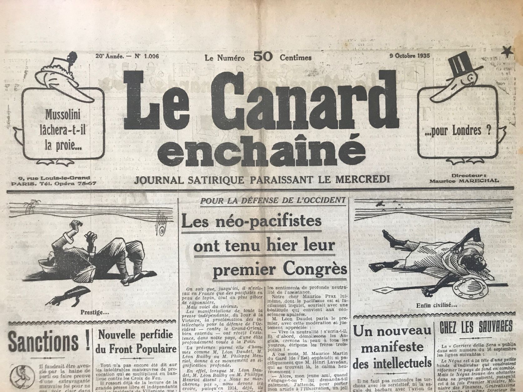 Couac ! | Acheter un Canard | Vente d'Anciens Journaux du Canard Enchaîné. Des Journaux Satiriques de Collection, Historiques & Authentiques de 1916 à 2004 ! | 1006