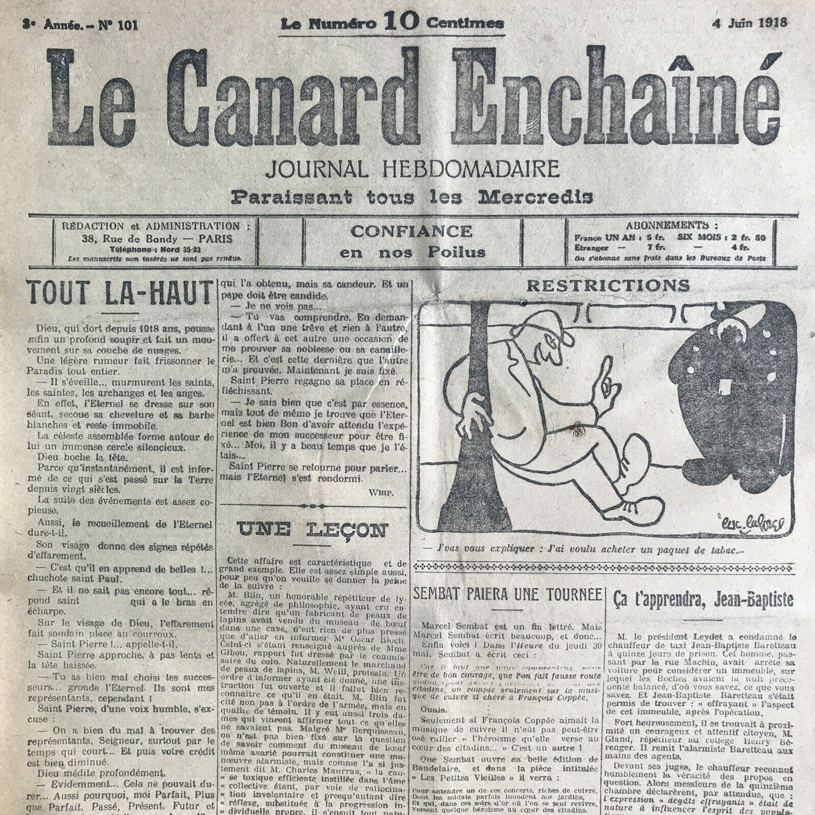 Couac ! | Acheter un Canard | Vente d'Anciens Journaux du Canard Enchaîné. Des Journaux Satiriques de Collection, Historiques & Authentiques de 1916 à 2004 ! | 101