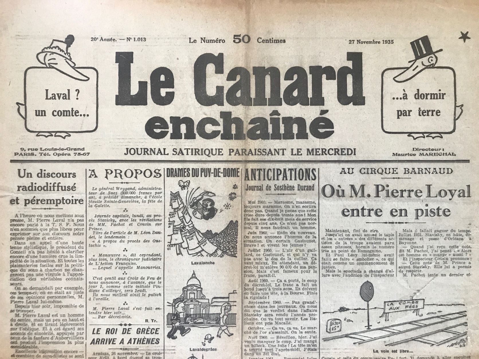 Couac ! | Acheter un Canard | Vente d'Anciens Journaux du Canard Enchaîné. Des Journaux Satiriques de Collection, Historiques & Authentiques de 1916 à 2004 ! | 1013