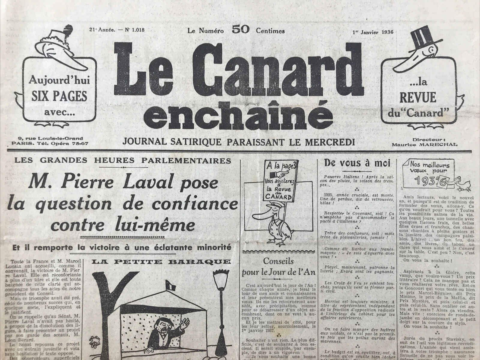 Couac ! | Acheter un Canard | Vente d'Anciens Journaux du Canard Enchaîné. Des Journaux Satiriques de Collection, Historiques & Authentiques de 1916 à 2004 ! | 1018