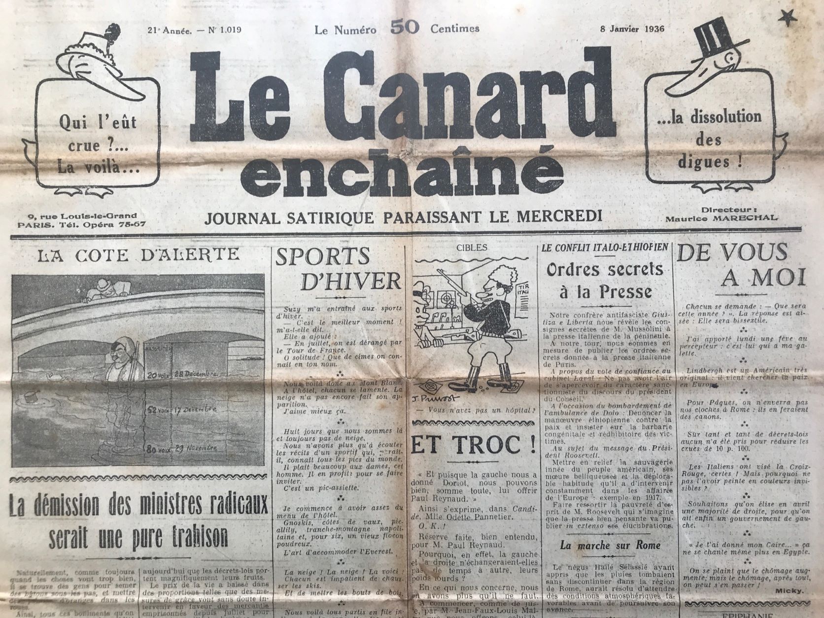 Couac ! | Acheter un Canard | Vente d'Anciens Journaux du Canard Enchaîné. Des Journaux Satiriques de Collection, Historiques & Authentiques de 1916 à 2004 ! | 1019