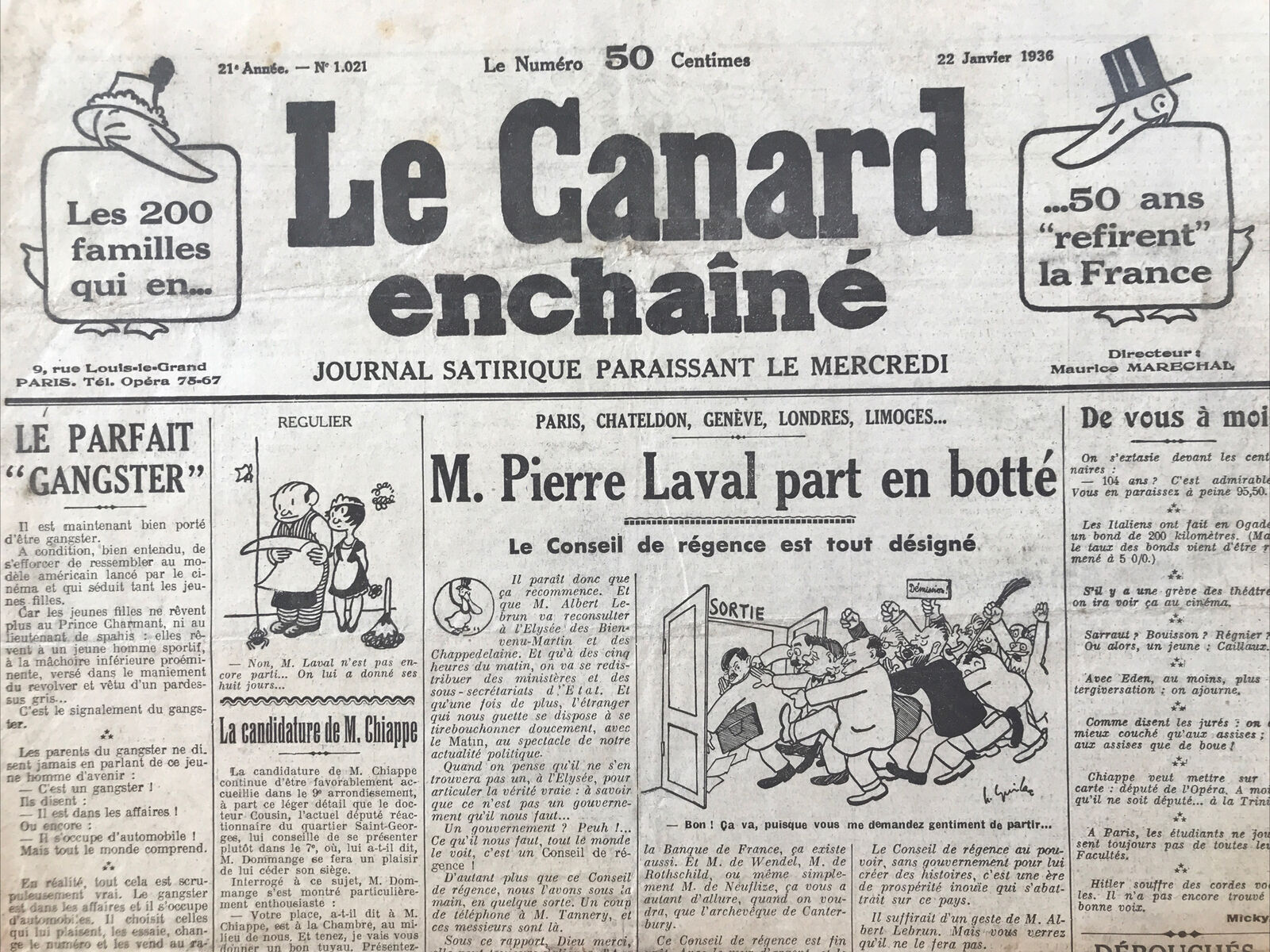 Couac ! | Acheter un Canard | Vente d'Anciens Journaux du Canard Enchaîné. Des Journaux Satiriques de Collection, Historiques & Authentiques de 1916 à 2004 ! | 1021