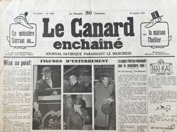 Couac ! | N° 1022 du Canard Enchaîné - 29 Janvier 1936 |  Dépréciation de la Lyre - Dans cet article, Jean Galtier-Boissière critique la pratique de certains poètes riches qui financent eux-mêmes la publication de leurs œuvres, ainsi que l'exploitation de l'actualité politique par ces mêmes poètes pour attirer l'attention. Il se concentre particulièrement sur un numéro spécial de la revue "Phalange", relancée par le poète millionnaire **M. Godoy**, et dédiée à la glorification de Mussolini, du fascisme italien et de la guerre d'Éthiopie. Galtier-Boissière commence par souligner l'ironie de la relation entre les éditeurs et les poètes. Contrairement à la croyance populaire, les éditeurs aiment les poètes, mais surtout ceux qui peuvent payer leurs frais de publication. Étant donné que les recueils de poésie ne se vendent généralement pas bien, les poètes doivent souvent financer eux-mêmes l'impression de leurs œuvres. C'est dans ce contexte que M. Godoy, multimillionnaire et poète, décide de relancer la revue "Phalange". Pour attirer l'attention sur sa revue, M. Godoy choisit de consacrer un numéro spécial à Mussolini et à la guerre d'Éthiopie, en pleine période où le monde est outré par les actions du dictateur italien. Galtier-Boissière ironise sur cette initiative, notant que M. Godoy a réussi à réunir une "élite" d'écrivains pour chanter les louanges de Mussolini à un moment où son régime est largement condamné. Parmi les contributeurs, Galtier-Boissière mentionne : - **M. J. Germain** : Ancien combattant et écrivain, il décrit sa visite au Musée de la Révolution fasciste à Rome, accompagnée de Marinetti, le fondateur du futurisme et propagandiste fasciste. - **M. L.L. Sosset** : Un Belge qui critique violemment l'attitude de son propre pays envers les sanctions contre l'Italie, louant Mussolini de manière excessive. - **Un poète suédois** : Qui, contrairement à la majorité de ses compatriotes, soutient l'agression italienne en Éthiopie, même après le bombardement d'une ambulance de la Croix-Rouge contenant des blessés abyssins et des médecins suédois. M. Godoy lui-même contribue au numéro, dépeignant Mussolini comme un homme de "Bonté" et de "simplicité". Il raconte une anecdote où Mussolini corrige poliment un officier sur l'usage du couteau à poisson, pour illustrer sa "modestie" et son souci des conventions sociales. Galtier-Boissière conclut en soulignant l'absurdité des louanges des contributeurs, particulièrement celles de M. Godoy, dont les éloges semblent déconnectées des réalités brutales de la guerre. Il contraste les "caresses embaumées" des idéaux poétiques avec les souffrances bien réelles des femmes et des enfants éthiopiens sous les bombardements italiens. Ce texte satirique de **Jean Galtier-Boissière** critique non seulement la pratique des poètes fortunés finançant leur propre renommée, mais aussi l'usage cynique de la poésie pour glorifier des régimes oppressifs, exposant l'hypocrisie et la déconnexion de certains intellectuels de leur époque. | 1022