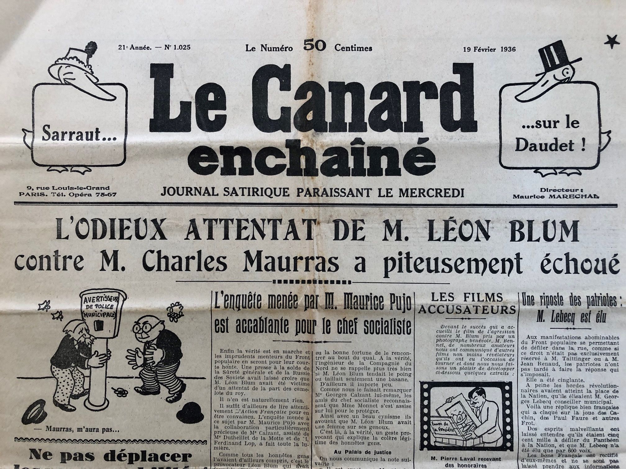 Couac ! | Acheter un Canard | Vente d'Anciens Journaux du Canard Enchaîné. Des Journaux Satiriques de Collection, Historiques & Authentiques de 1916 à 2004 ! | 1025 1