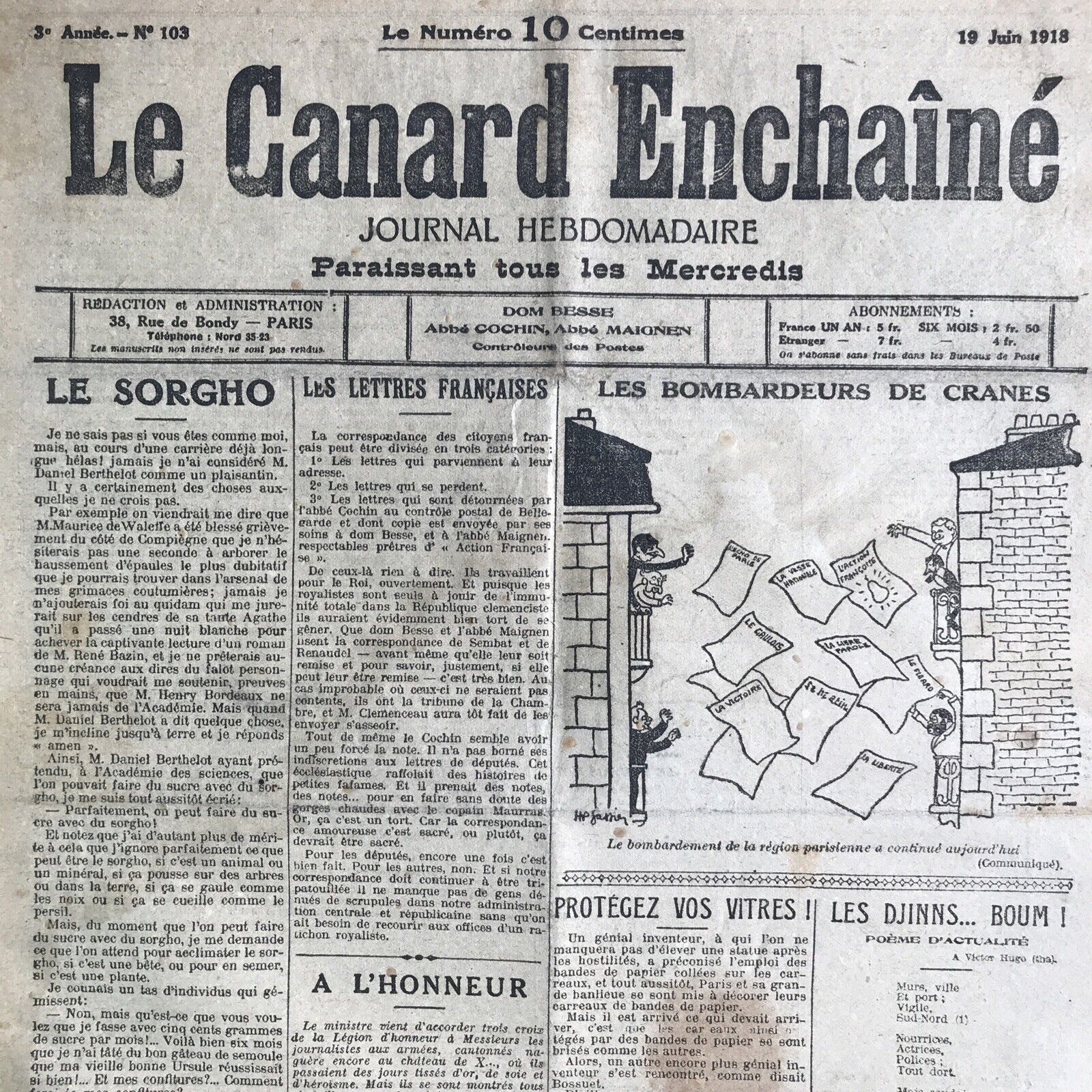 Couac ! | Acheter un Canard | Vente d'Anciens Journaux du Canard Enchaîné. Des Journaux Satiriques de Collection, Historiques & Authentiques de 1916 à 2004 ! | 103