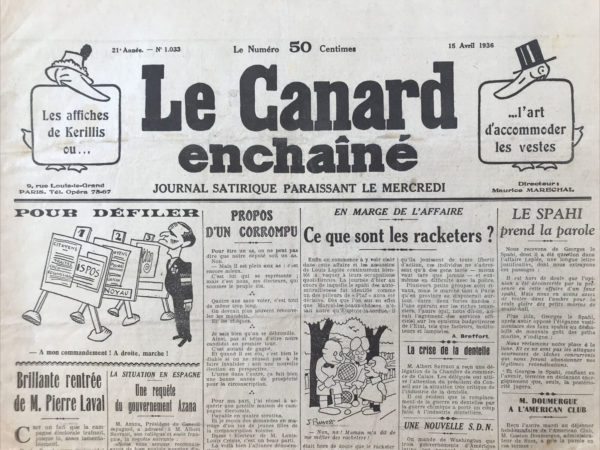 Couac ! | N° 1033 du Canard Enchaîné - 15 Avril 1936 | Ils commencent à avoir peur... - Jean Galtier-Boissière, dans cet article publié le 15 avril 1936, met en lumière les manœuvres des magnats de l'industrie lourde française face aux critiques croissantes de la presse indépendante et de la population. L'article débute par une anecdote où les magnats de l'industrie, en réunion, expriment leur frustration face à un journaliste incorruptible qui continue de les critiquer malgré toutes les tentatives de corruption. Cette incapacité à acheter le silence de certains journalistes marque un tournant dans leur stratégie. Traditionnellement, les magnats de l'industrie lourde optaient pour le silence face aux attaques de la presse indépendante. Ils estimaient que répondre à ces attaques risquait d'informer le grand public des critiques dont ils faisaient l'objet, ce qui aurait pu pousser certains lecteurs de la presse mainstream à chercher la vérité dans la presse adverse. Le silence leur semblait ainsi préférable. Cependant, un événement imprévu les a forcés à changer de tactique. Le 2 mars 1936, à la Chambre, le député Salette demanda au ministre des Finances les chiffres des exportations de minerai de fer vers l'Allemagne par les propriétaires des mines lorraines. Les chiffres dévoilés étaient accablants, montrant une augmentation dramatique des exportations de minerai de fer vers l'Allemagne, particulièrement en 1935, année du réarmement intensif du Reich. - **1932** : 7 116 599 quintaux métriques - **1933** : 11 566 202 quintaux métriques - **1934** : 17 060 916 quintaux métriques - **1935** : 58 616 111 quintaux métriques Face à ces révélations, les magnats de l'industrie lourde, pour la première fois, ont dû se défendre publiquement. Ils ont allégué que le minerai de fer lorrain était de mauvaise qualité et ne pouvait être utilisé pour des fabrications de guerre, ce qui est faux. En réalité, ce minerai est couramment utilisé pour fabriquer des obus, des plaques blindées et autres matériels militaires. De plus, l'histoire récente montrait que le minerai extrait des mines de la famille Wendel, même pendant la Première Guerre mondiale, était utilisé par les Allemands pour des fabrications guerrières. Les magnats ont échoué dans leur tentative de justification, mais le fait qu'ils aient ressenti le besoin de se défendre est révélateur. Ils se sentent menacés par l'opinion publique qui, malgré les tentatives de diversion, commence à comprendre l'ampleur de la trahison des magnats de l'industrie, qui ont non seulement saboté le désarmement français mais ont aussi contribué au réarmement de l'Allemagne d'Hitler. Galtier-Boissière conclut en dénonçant la stratégie des magnats de l'industrie qui cherchent à détourner la colère populaire en jouant sur le patriotisme et la peur du danger extérieur. Il appelle à ne plus se laisser berner par ces « traîtres » qui ont compris que le peuple commence à saisir l'étendue de leur trahison et de leur exploitation des ressources nationales pour des profits scandaleux. | 1033