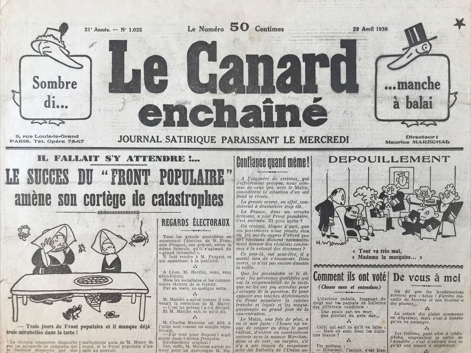 Couac ! | Acheter un Canard | Vente d'Anciens Journaux du Canard Enchaîné. Des Journaux Satiriques de Collection, Historiques & Authentiques de 1916 à 2004 ! | 1035