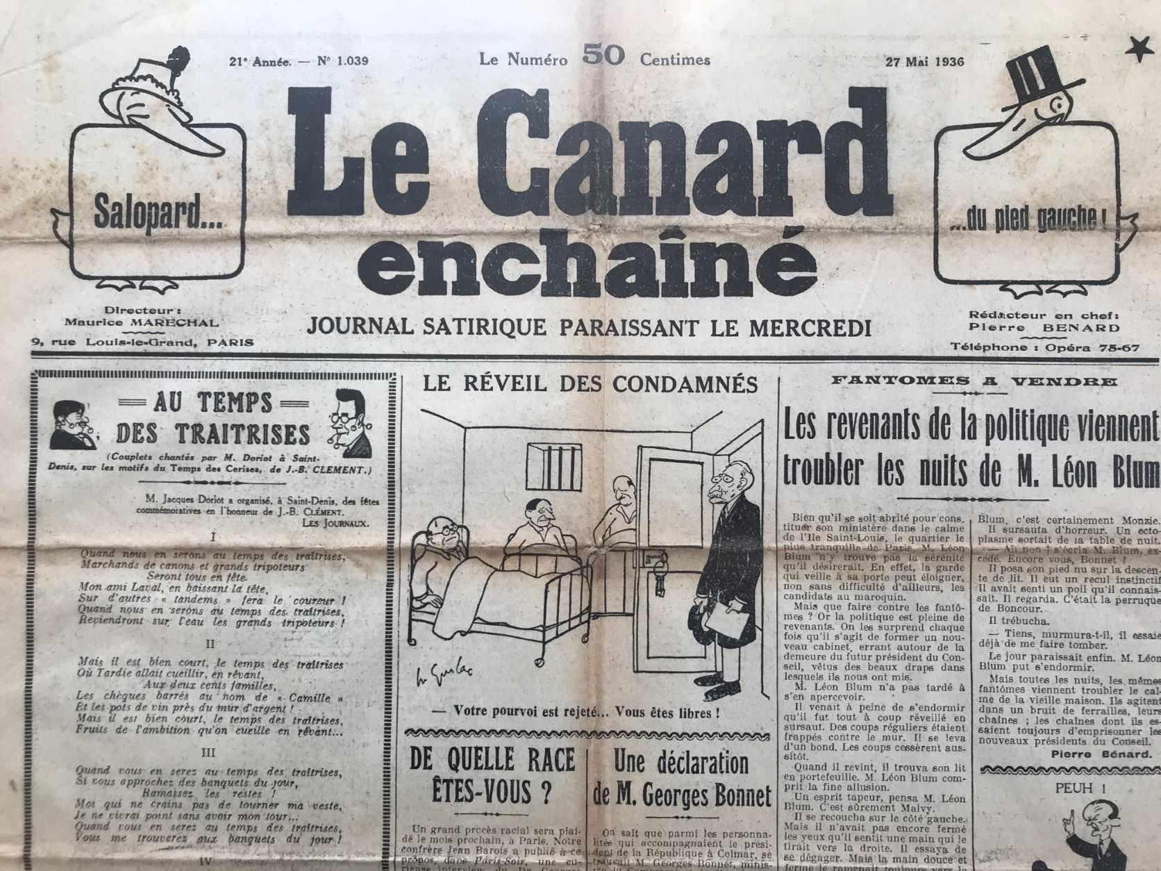 Couac ! | Acheter un Canard | Vente d'Anciens Journaux du Canard Enchaîné. Des Journaux Satiriques de Collection, Historiques & Authentiques de 1916 à 2004 ! | 1039