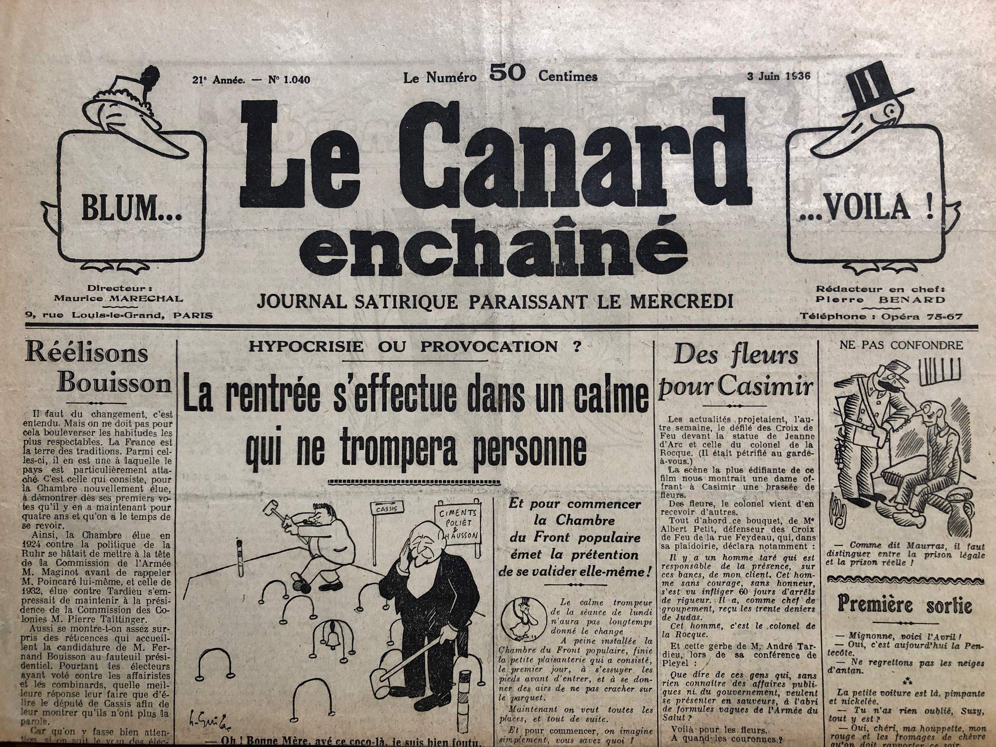 Couac ! | Acheter un Canard | Vente d'Anciens Journaux du Canard Enchaîné. Des Journaux Satiriques de Collection, Historiques & Authentiques de 1916 à 2004 ! | 1040 1