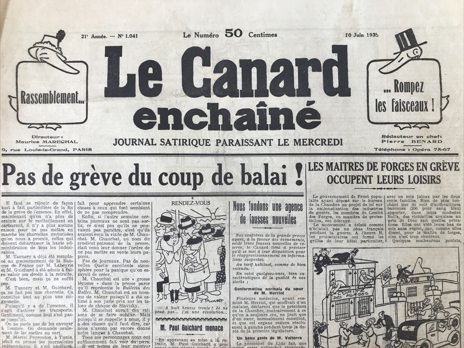 Couac ! | Acheter un Canard | Vente d'Anciens Journaux du Canard Enchaîné. Des Journaux Satiriques de Collection, Historiques & Authentiques de 1916 à 2004 ! | 1041