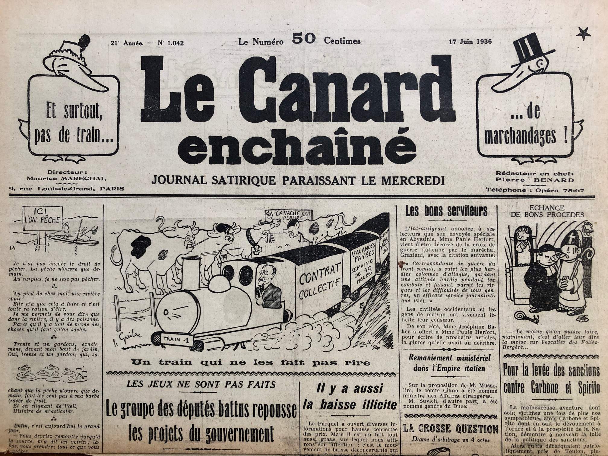 Couac ! | Acheter un Canard | Vente d'Anciens Journaux du Canard Enchaîné. Des Journaux Satiriques de Collection, Historiques & Authentiques de 1916 à 2004 ! | 1042 1