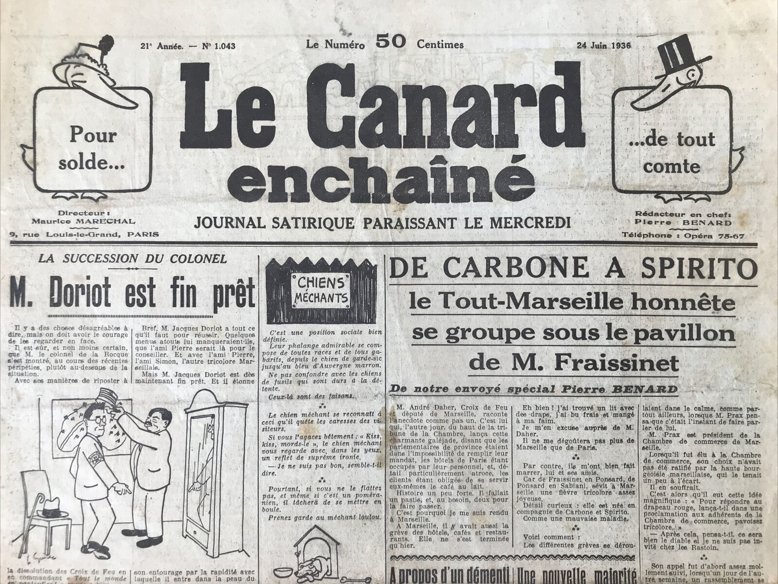 Couac ! | Acheter un Canard | Vente d'Anciens Journaux du Canard Enchaîné. Des Journaux Satiriques de Collection, Historiques & Authentiques de 1916 à 2004 ! | 1043