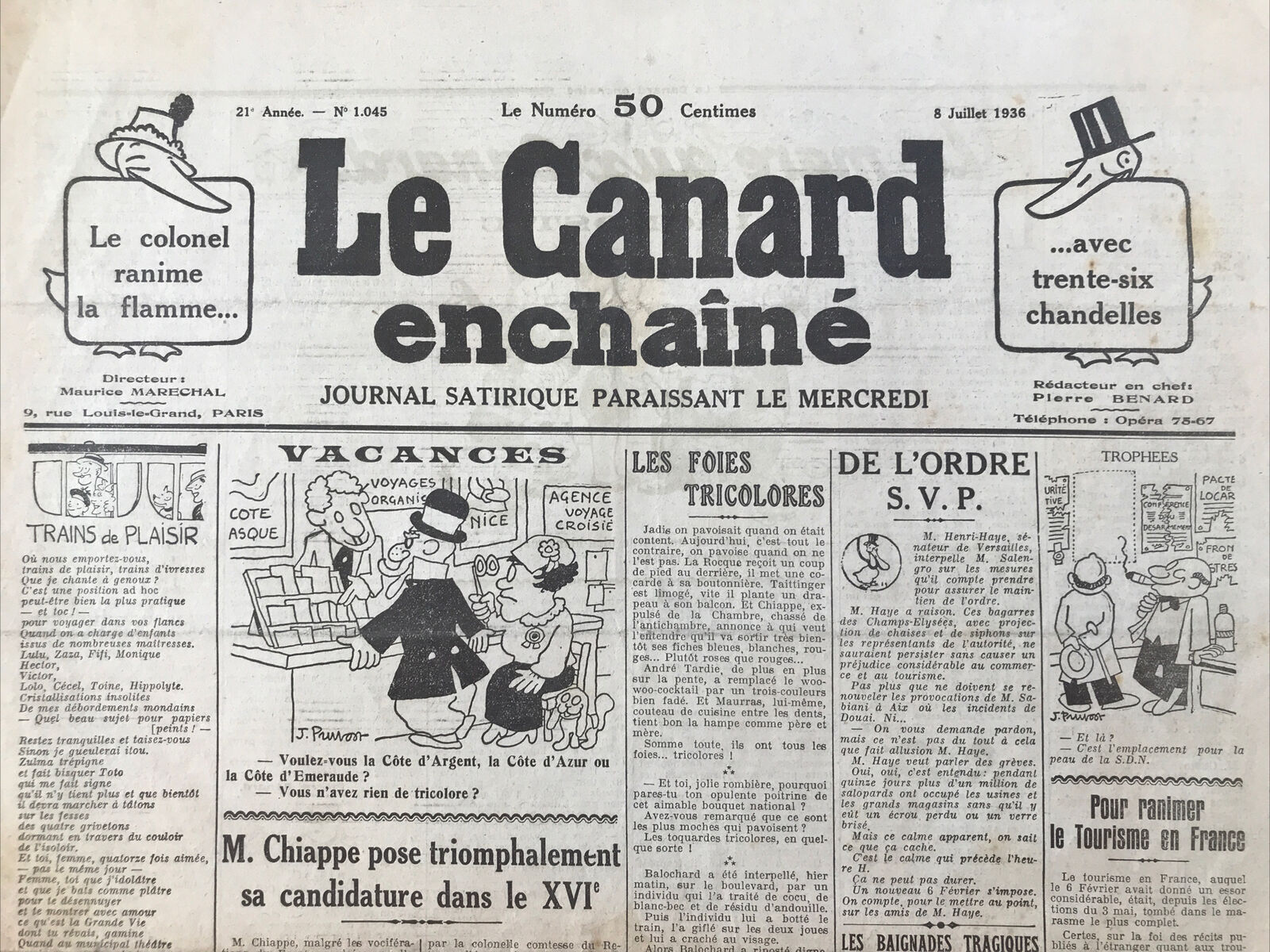 Couac ! | Acheter un Canard | Vente d'Anciens Journaux du Canard Enchaîné. Des Journaux Satiriques de Collection, Historiques & Authentiques de 1916 à 2004 ! | 1045