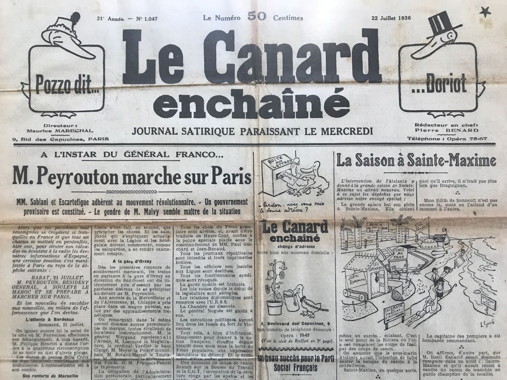 Couac ! | Acheter un Canard | Vente d'Anciens Journaux du Canard Enchaîné. Des Journaux Satiriques de Collection, Historiques & Authentiques de 1916 à 2004 ! | 1047