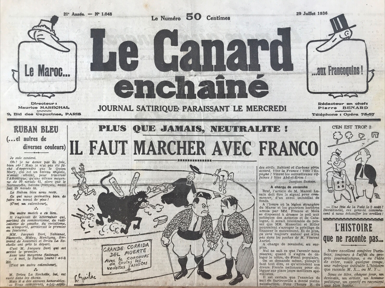 Couac ! | Acheter un Canard | Vente d'Anciens Journaux du Canard Enchaîné. Des Journaux Satiriques de Collection, Historiques & Authentiques de 1916 à 2004 ! | 1048