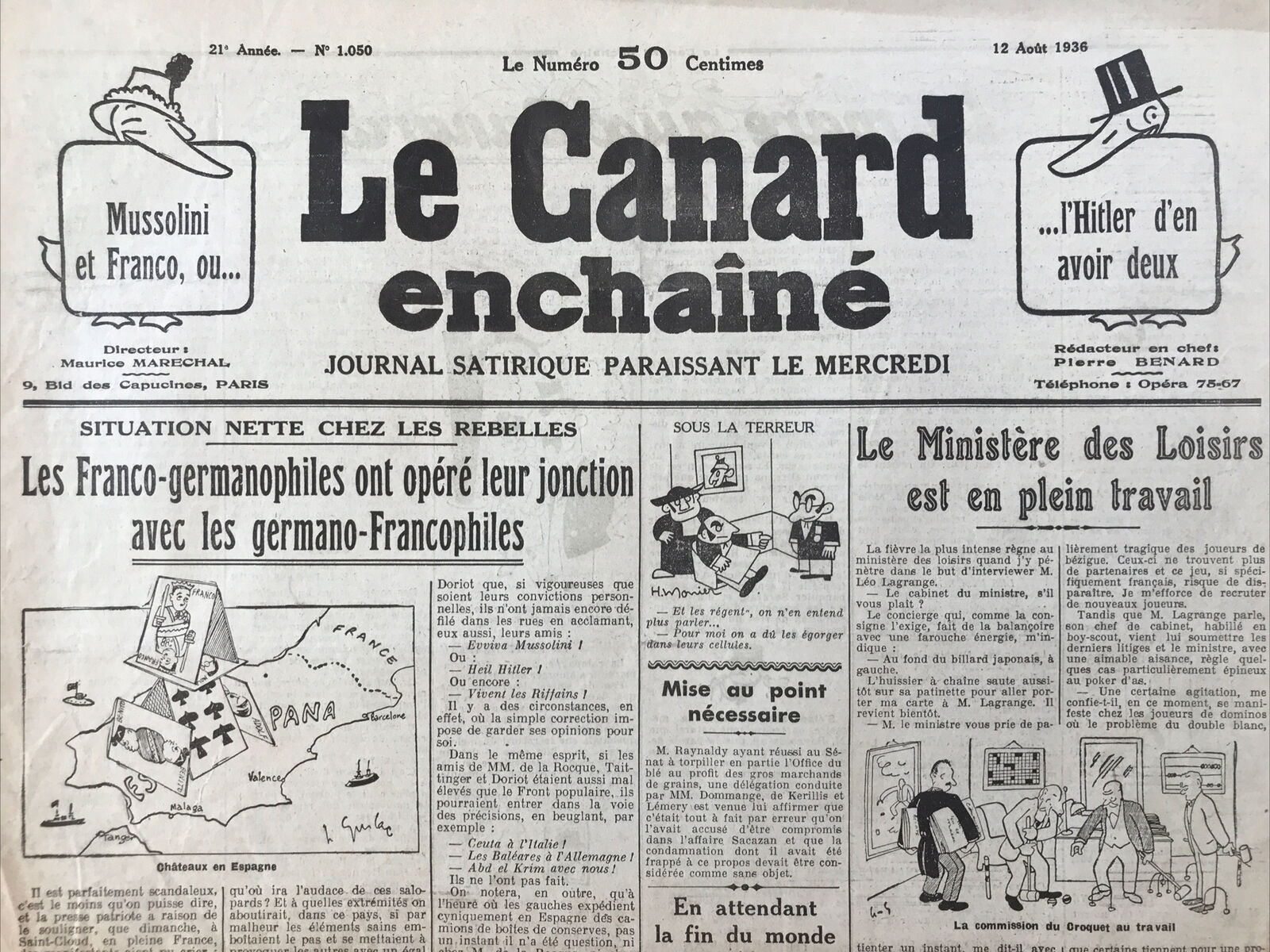 Couac ! | Acheter un Canard | Vente d'Anciens Journaux du Canard Enchaîné. Des Journaux Satiriques de Collection, Historiques & Authentiques de 1916 à 2004 ! | 1050