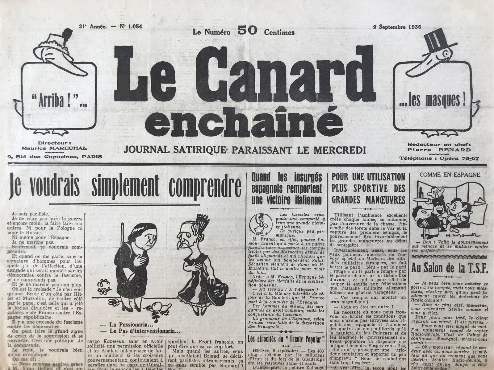 Couac ! | Acheter un Canard | Vente d'Anciens Journaux du Canard Enchaîné. Des Journaux Satiriques de Collection, Historiques & Authentiques de 1916 à 2004 ! | 1054