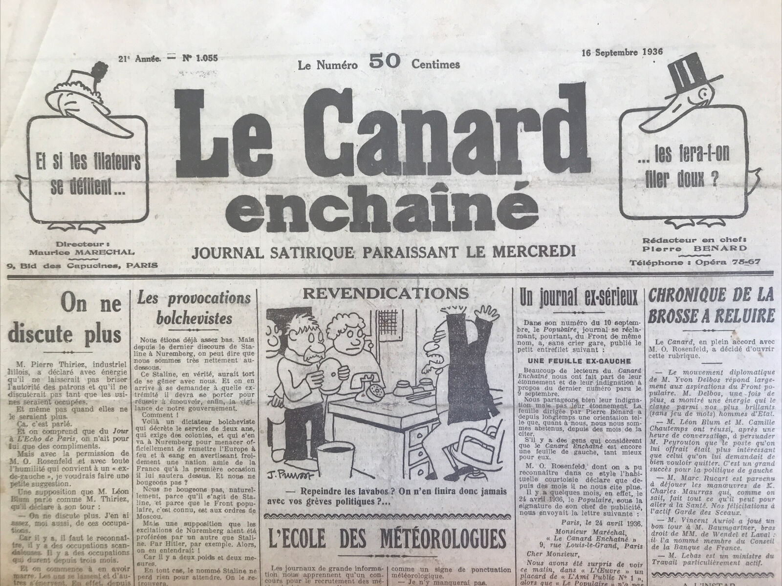 Couac ! | Acheter un Canard | Vente d'Anciens Journaux du Canard Enchaîné. Des Journaux Satiriques de Collection, Historiques & Authentiques de 1916 à 2004 ! | 1055