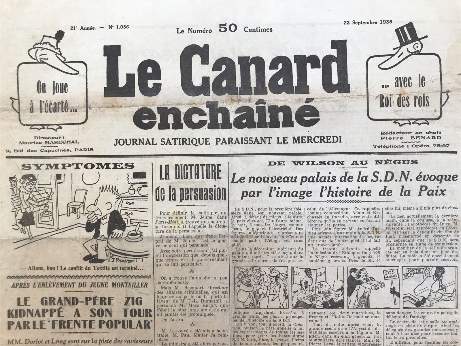 Couac ! | Acheter un Canard | Vente d'Anciens Journaux du Canard Enchaîné. Des Journaux Satiriques de Collection, Historiques & Authentiques de 1916 à 2004 ! | 1056