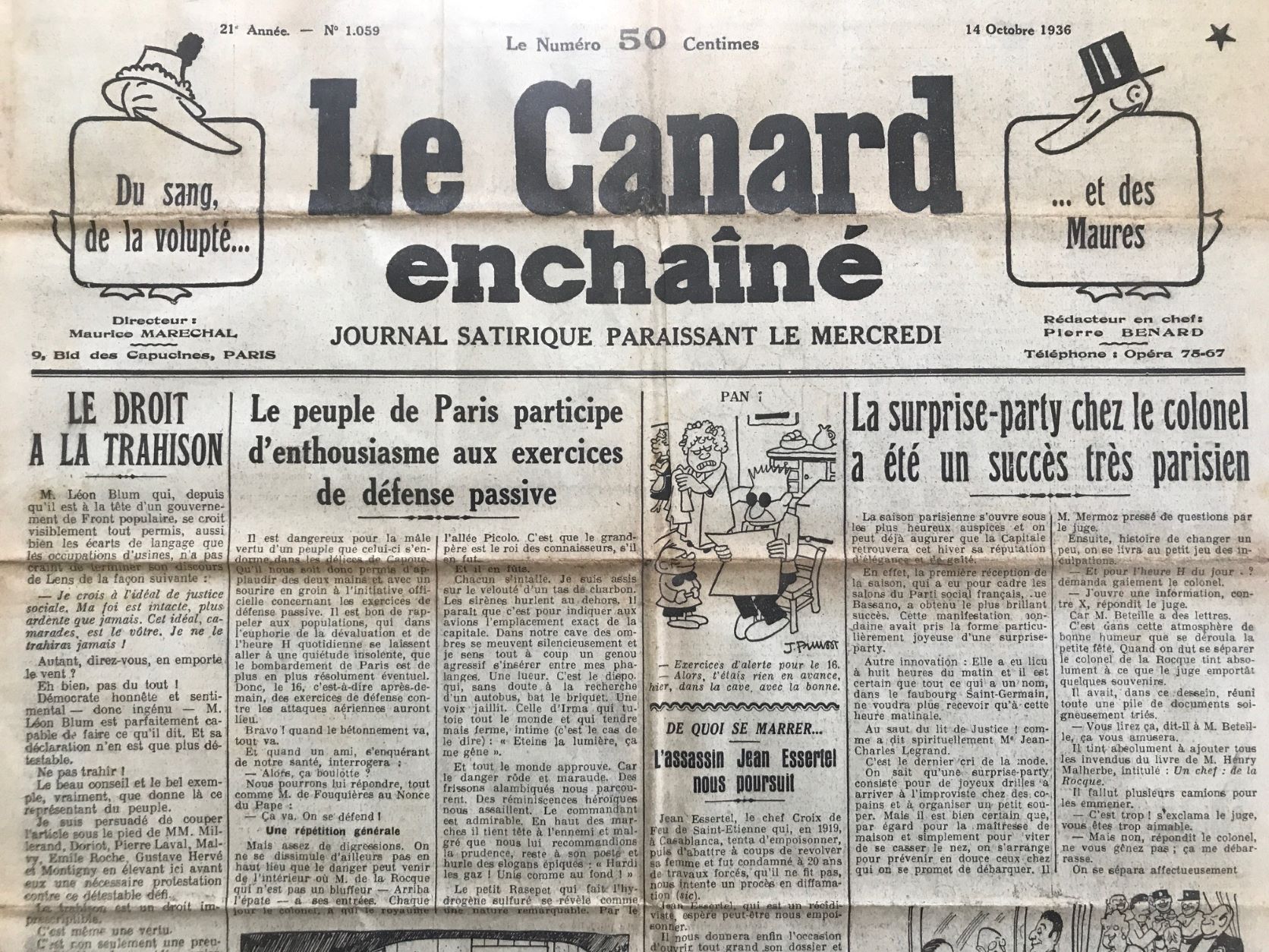 Couac ! | Acheter un Canard | Vente d'Anciens Journaux du Canard Enchaîné. Des Journaux Satiriques de Collection, Historiques & Authentiques de 1916 à 2004 ! | 1059