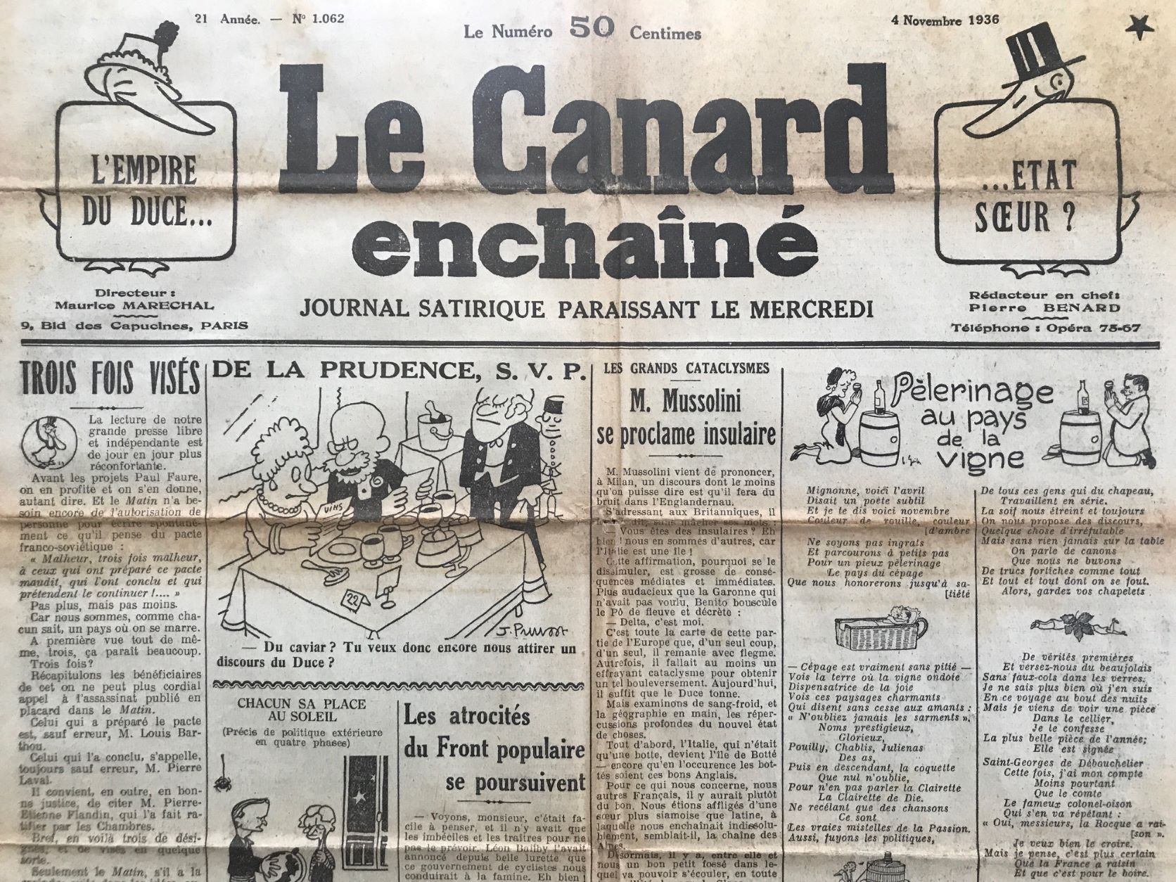 Couac ! | Acheter un Canard | Vente d'Anciens Journaux du Canard Enchaîné. Des Journaux Satiriques de Collection, Historiques & Authentiques de 1916 à 2004 ! | 1062