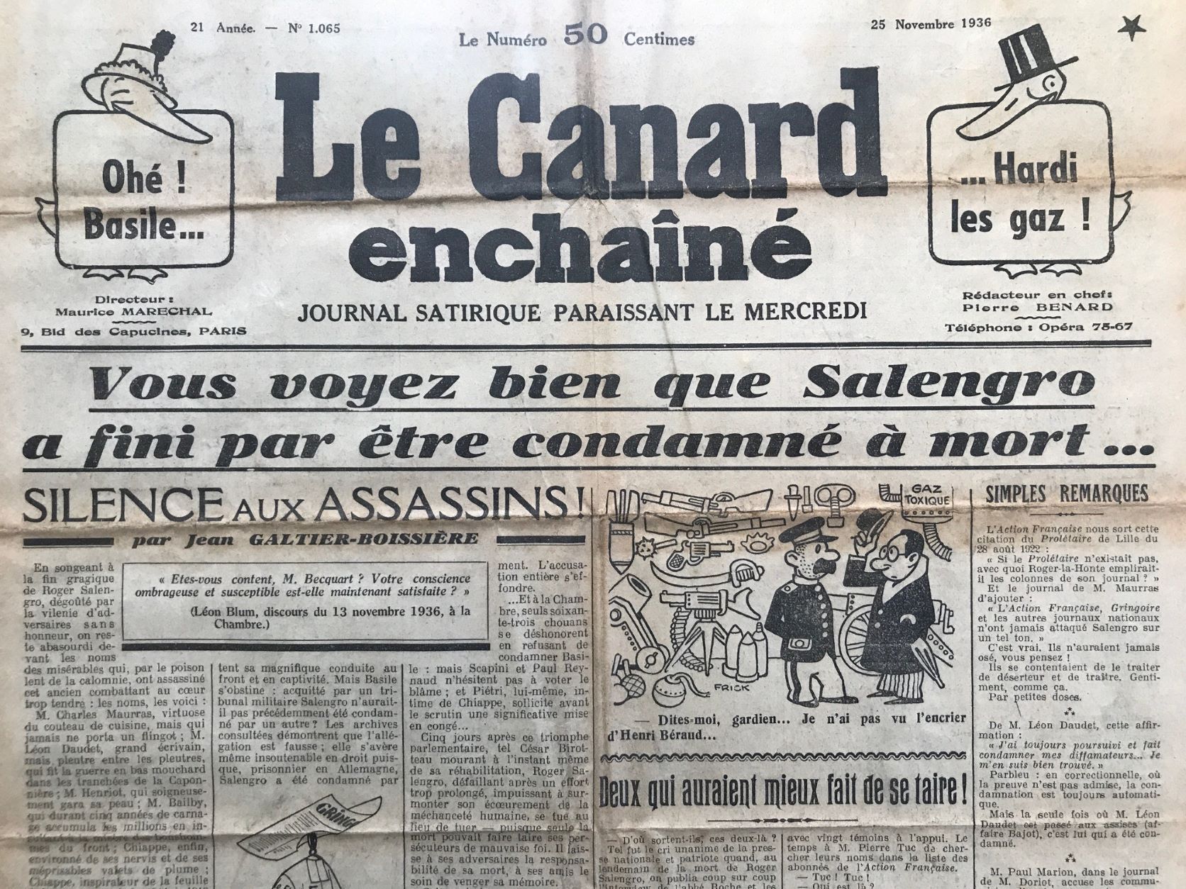 Couac ! | Acheter un Canard | Vente d'Anciens Journaux du Canard Enchaîné. Des Journaux Satiriques de Collection, Historiques & Authentiques de 1916 à 2004 ! | 1065