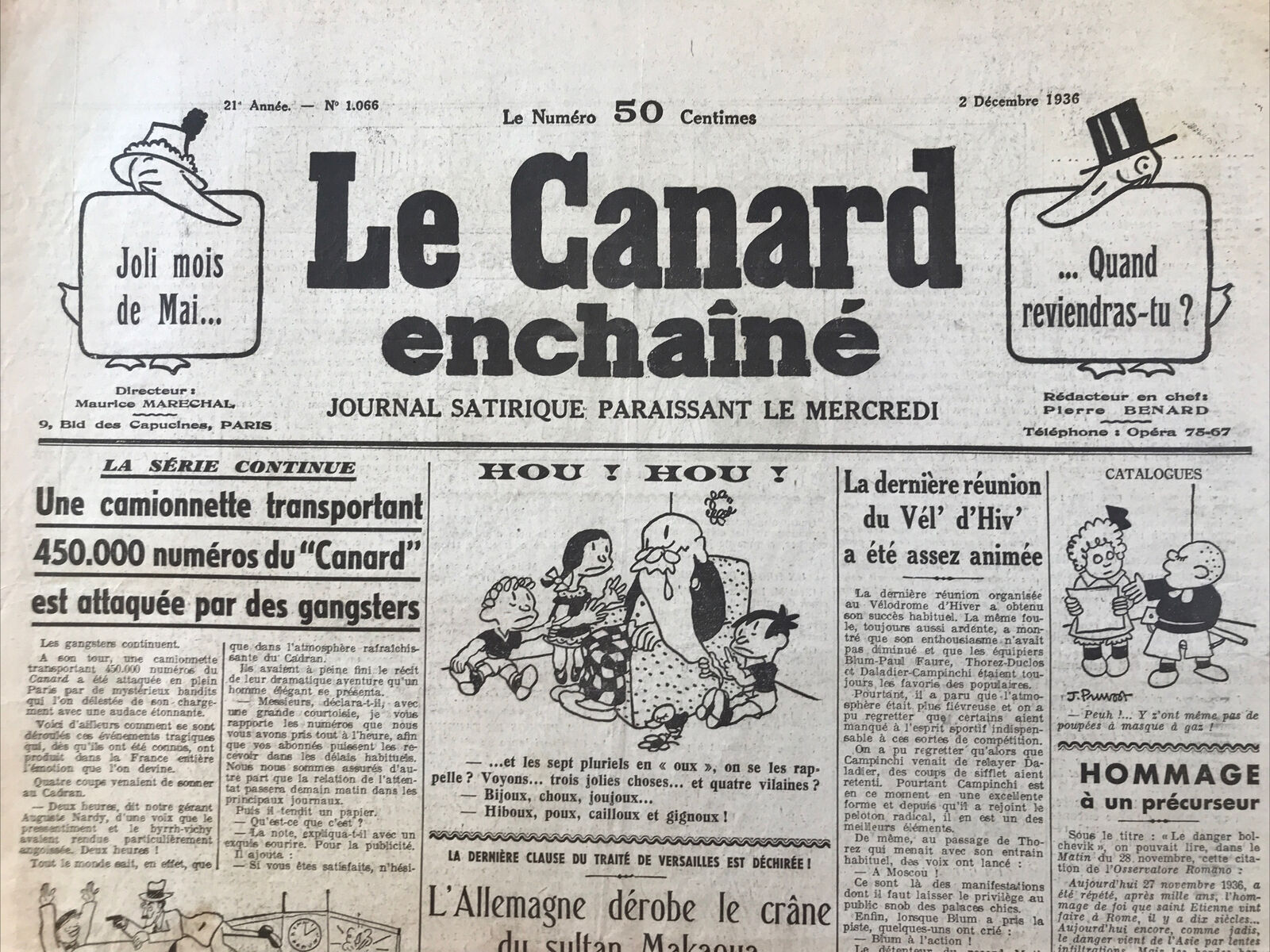 Couac ! | Acheter un Canard | Vente d'Anciens Journaux du Canard Enchaîné. Des Journaux Satiriques de Collection, Historiques & Authentiques de 1916 à 2004 ! | 1066