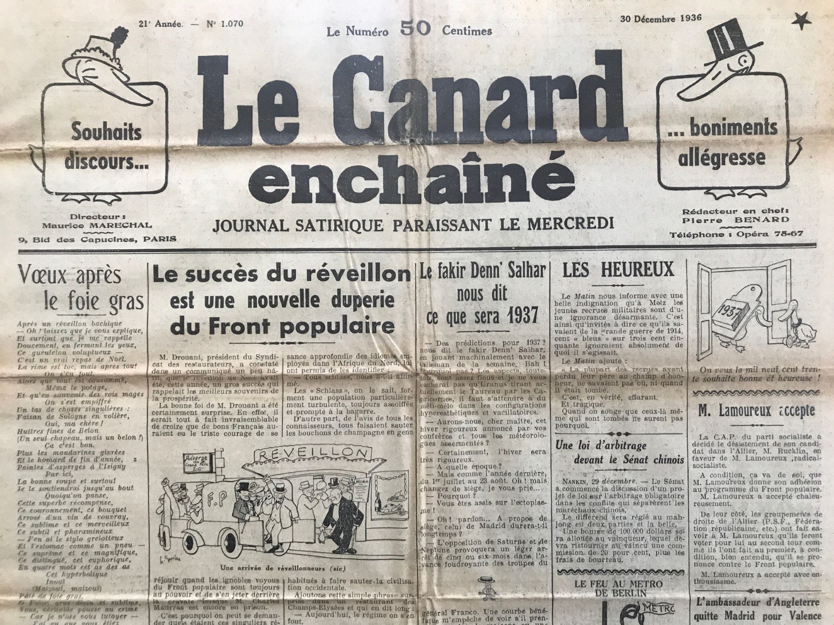 Couac ! | Acheter un Canard | Vente d'Anciens Journaux du Canard Enchaîné. Des Journaux Satiriques de Collection, Historiques & Authentiques de 1916 à 2004 ! | 1070