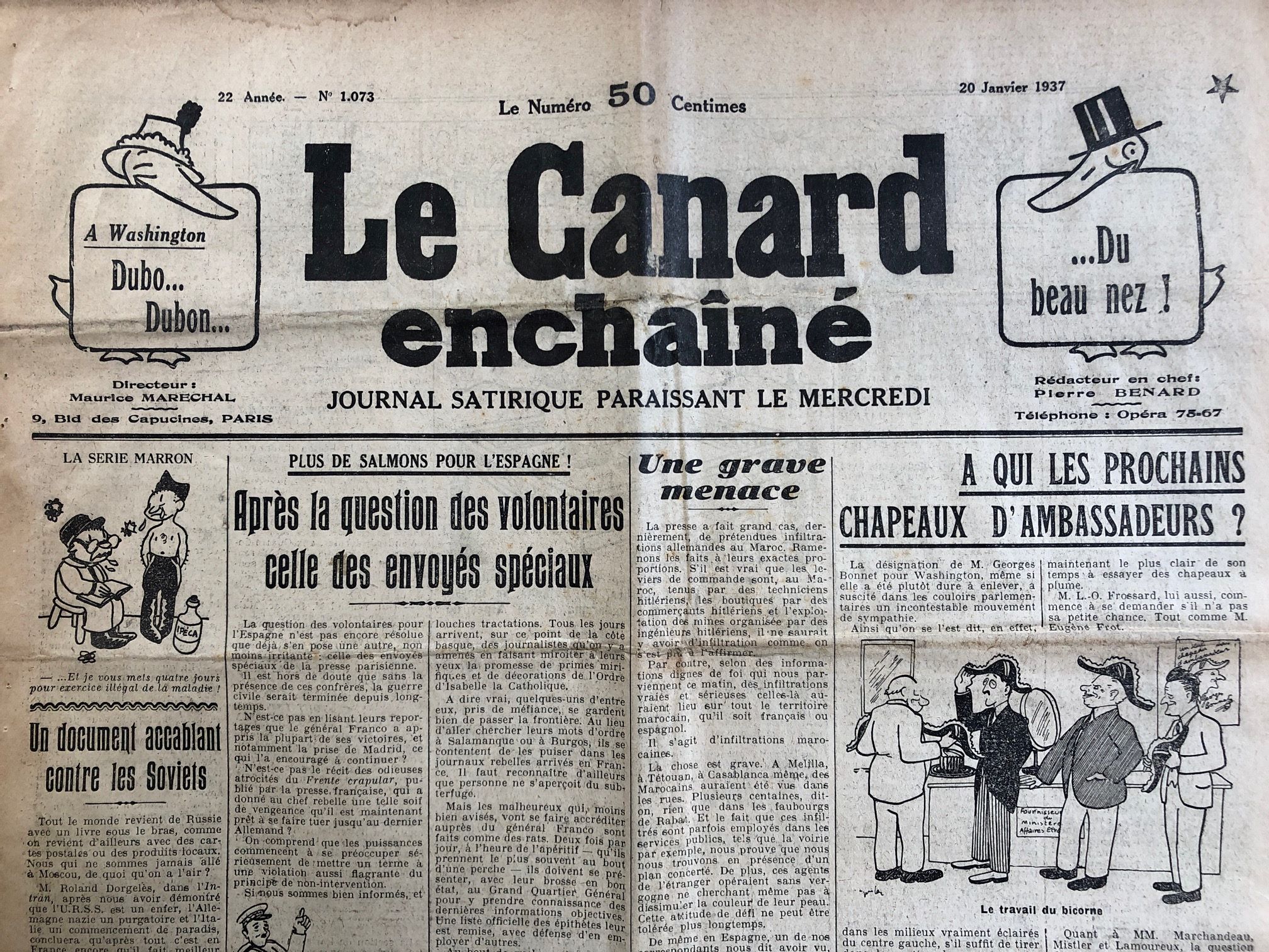 Couac ! | Acheter un Canard | Vente d'Anciens Journaux du Canard Enchaîné. Des Journaux Satiriques de Collection, Historiques & Authentiques de 1916 à 2004 ! | 1073 1