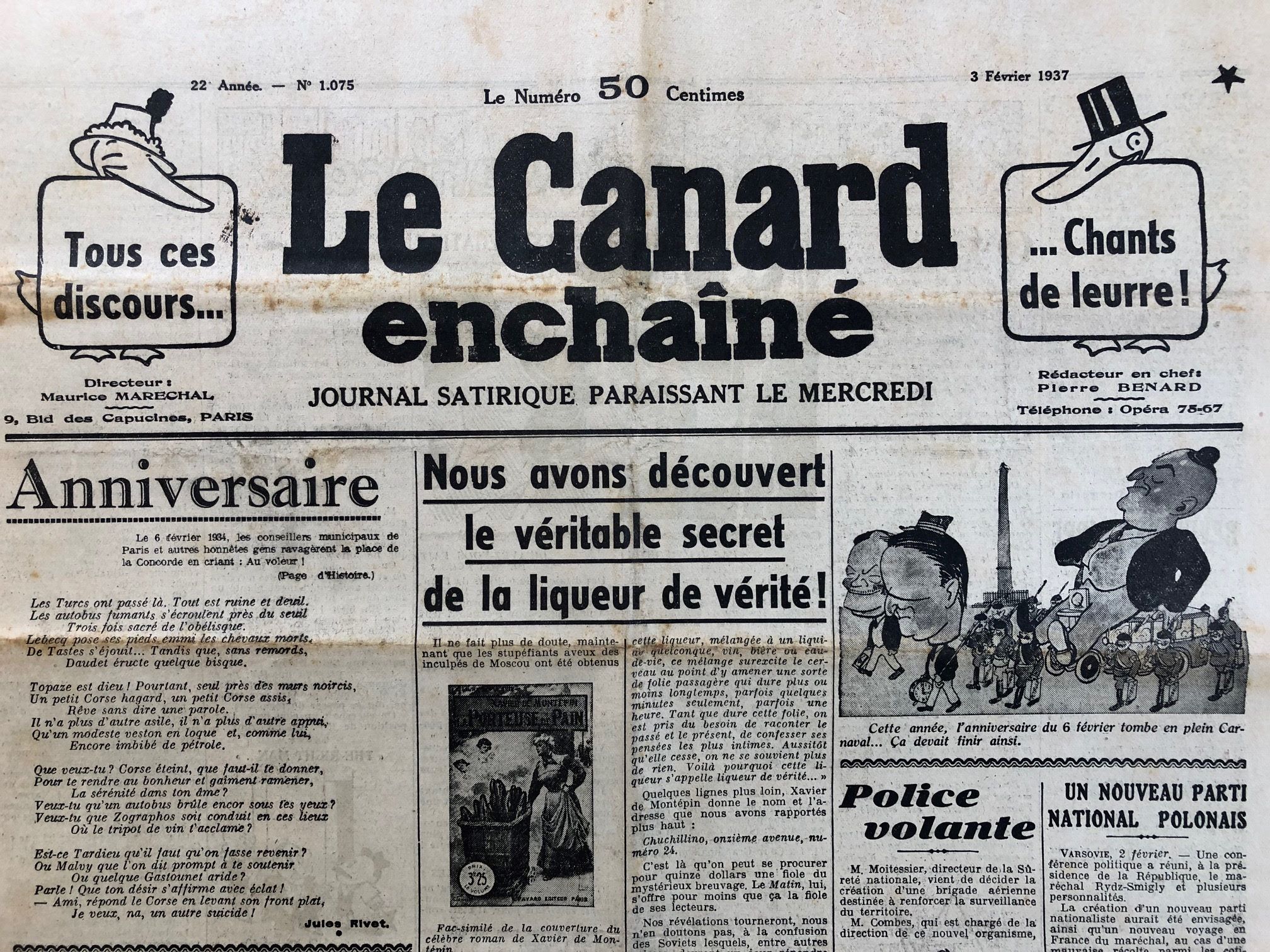 Couac ! | Acheter un Canard | Vente d'Anciens Journaux du Canard Enchaîné. Des Journaux Satiriques de Collection, Historiques & Authentiques de 1916 à 2004 ! | 1075 1