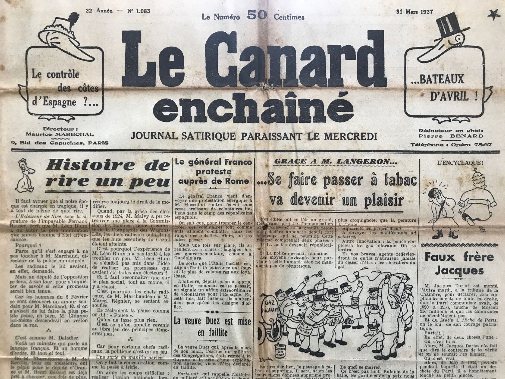 Couac ! | Acheter un Canard | Vente d'Anciens Journaux du Canard Enchaîné. Des Journaux Satiriques de Collection, Historiques & Authentiques de 1916 à 2004 ! | 1083 1