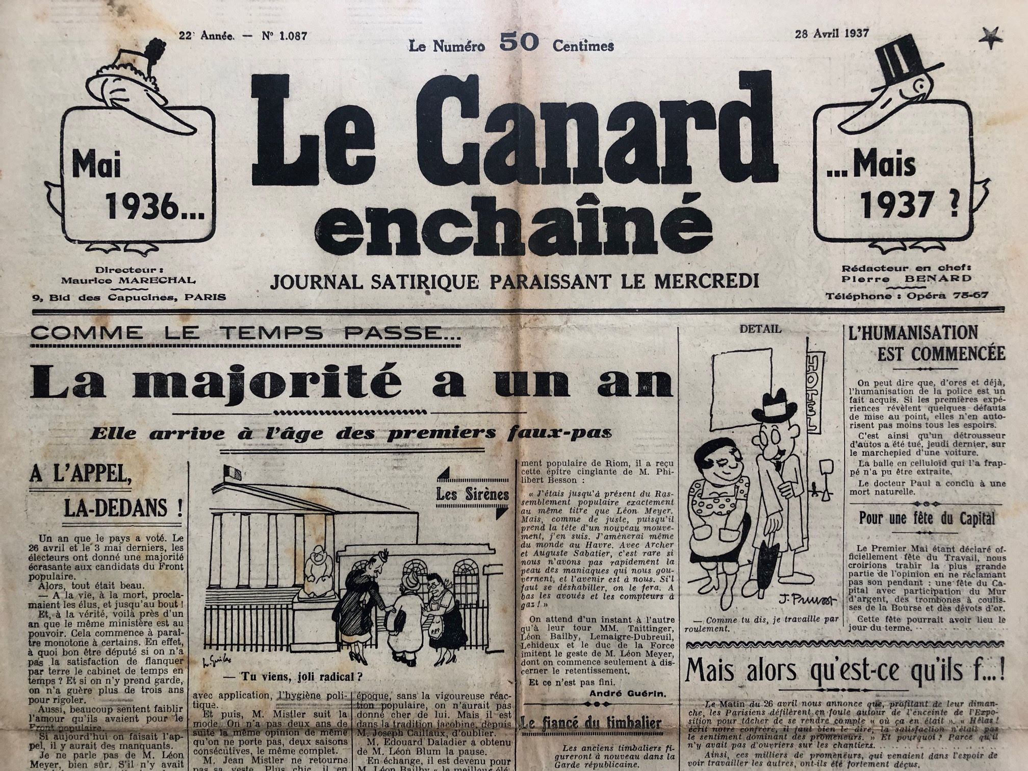 Couac ! | Acheter un Canard | Vente d'Anciens Journaux du Canard Enchaîné. Des Journaux Satiriques de Collection, Historiques & Authentiques de 1916 à 2004 ! | 1087 1