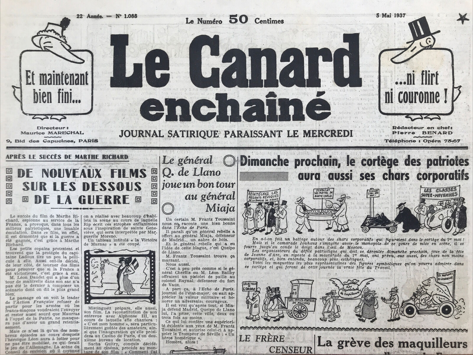 Couac ! | Acheter un Canard | Vente d'Anciens Journaux du Canard Enchaîné. Des Journaux Satiriques de Collection, Historiques & Authentiques de 1916 à 2004 ! | 1088