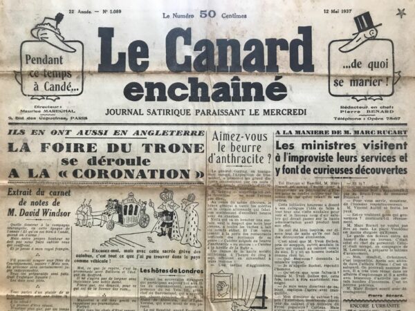 Couac ! | N° 1089 du Canard Enchaîné - 12 Mai 1937 | LE RECORD DE LA MAUVAISE FOI - Dans son article "Le record de la mauvaise foi", publié le 12 mai 1937 dans *Le Canard Enchaîné*, Jean Galtier-Boissière critique sévèrement la manipulation médiatique entourant la destruction de Guernica pendant la guerre civile espagnole. Il dénonce l'influence des journaux pro-Franco qui, malgré les preuves accablantes, soutiennent des narratifs mensongers pour minimiser ou nier la responsabilité des forces nationalistes dans le bombardement de la ville. Galtier-Boissière commence par souligner comment des journaux comme *L'Écho de Paris*, *L'Action Française*, et *Le Jour* ont immédiatement repris les démentis du quartier général de Franco, affirmant que les Basques auraient eux-mêmes incendié Guernica avant de fuir. Cette position est contredite par de nombreux témoignages oculaires, dont celui du prêtre de Santa-Maria de Guernica, qui, au micro de Bilbao, a déclaré avoir vu les avions larguer des bombes incendiaires sur la ville. L'article de Galtier-Boissière fait état de l'émotion et de la colère de témoins comme le journaliste belge André Hoornaert, envoyé spécial de la très conservatrice *Libre Belgique*. Hoornaert rappelle que les nationalistes de Franco avaient clairement menacé de détruire la Biscaye, mais après avoir mis cette menace à exécution, ils ont nié leur responsabilité en accusant les Basques et les Russes. Galtier-Boissière déplore le manque de sens critique des lecteurs des journaux pro-Franco, qui acceptent ces fausses nouvelles sans protester. Il illustre cette complaisance par une série d'exemples montrant la manière dont ces journaux ont déformé les événements de la guerre d'Espagne. Les déclarations répétées selon lesquelles les forces de Franco étaient sur le point de prendre Madrid se sont révélées fausses, tout comme les affirmations sur la destruction des trésors artistiques par les républicains. Le point culminant de cette mauvaise foi est atteint lorsque Léon Daudet, dans *L'Action Française*, affirme que le siège de Madrid se poursuit "avec le désir manifeste des assiégeants d'épargner la capitale", un énoncé que Galtier-Boissière qualifie de grotesque. En conclusion, Galtier-Boissière expose l'absurdité et la malhonnêteté des narratifs pro-Franco, soulignant le besoin de scepticisme et de critique face à une telle désinformation. Il appelle à une prise de conscience de la réalité des événements et à une dénonciation des manipulations médiatiques qui cherchent à masquer les atrocités commises. | 1089