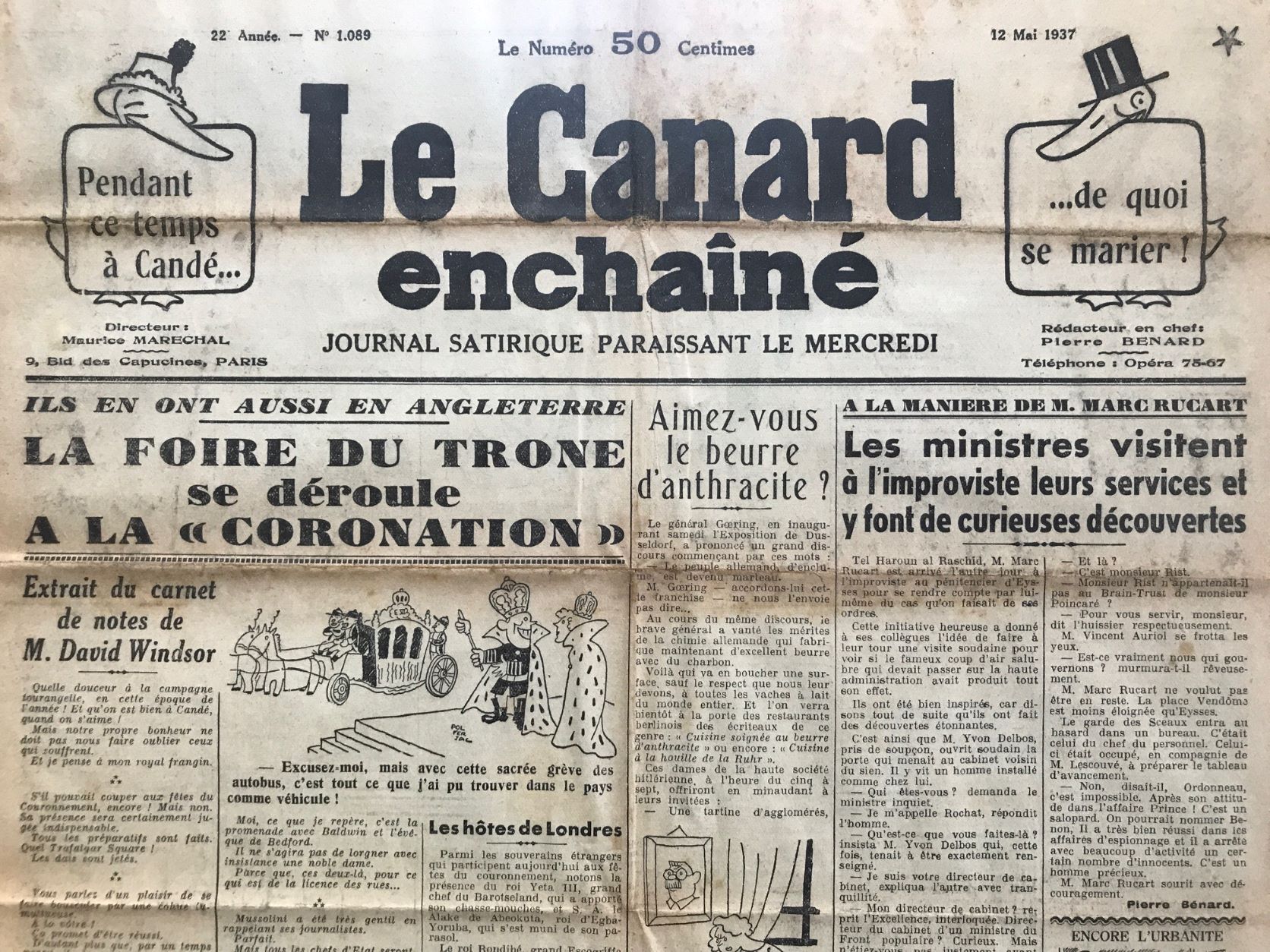 Couac ! | Acheter un Canard | Vente d'Anciens Journaux du Canard Enchaîné. Des Journaux Satiriques de Collection, Historiques & Authentiques de 1916 à 2004 ! | 1089