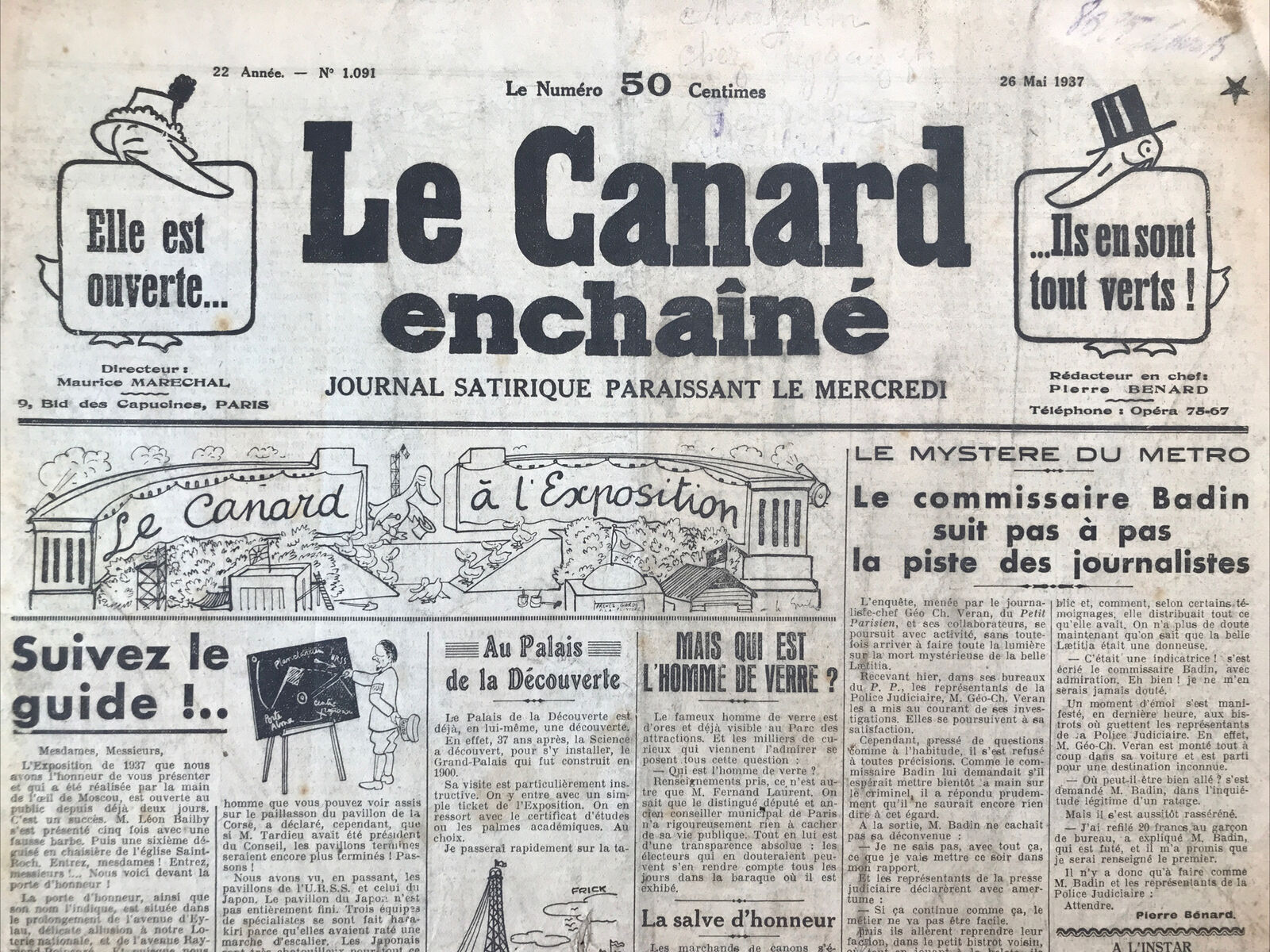 Couac ! | Acheter un Canard | Vente d'Anciens Journaux du Canard Enchaîné. Des Journaux Satiriques de Collection, Historiques & Authentiques de 1916 à 2004 ! | 1091