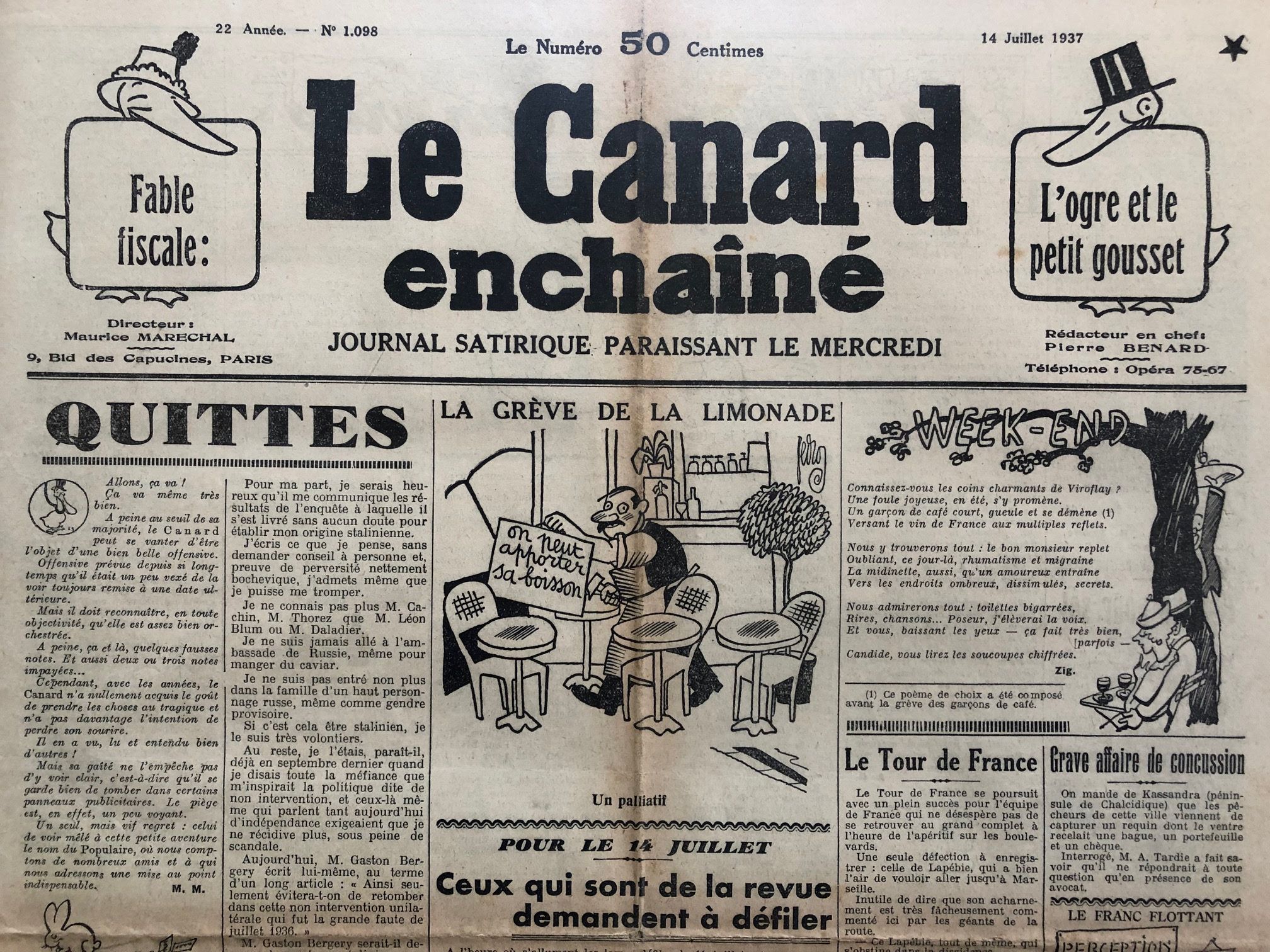 Couac ! | Acheter un Canard | Vente d'Anciens Journaux du Canard Enchaîné. Des Journaux Satiriques de Collection, Historiques & Authentiques de 1916 à 2004 ! | 1098 1