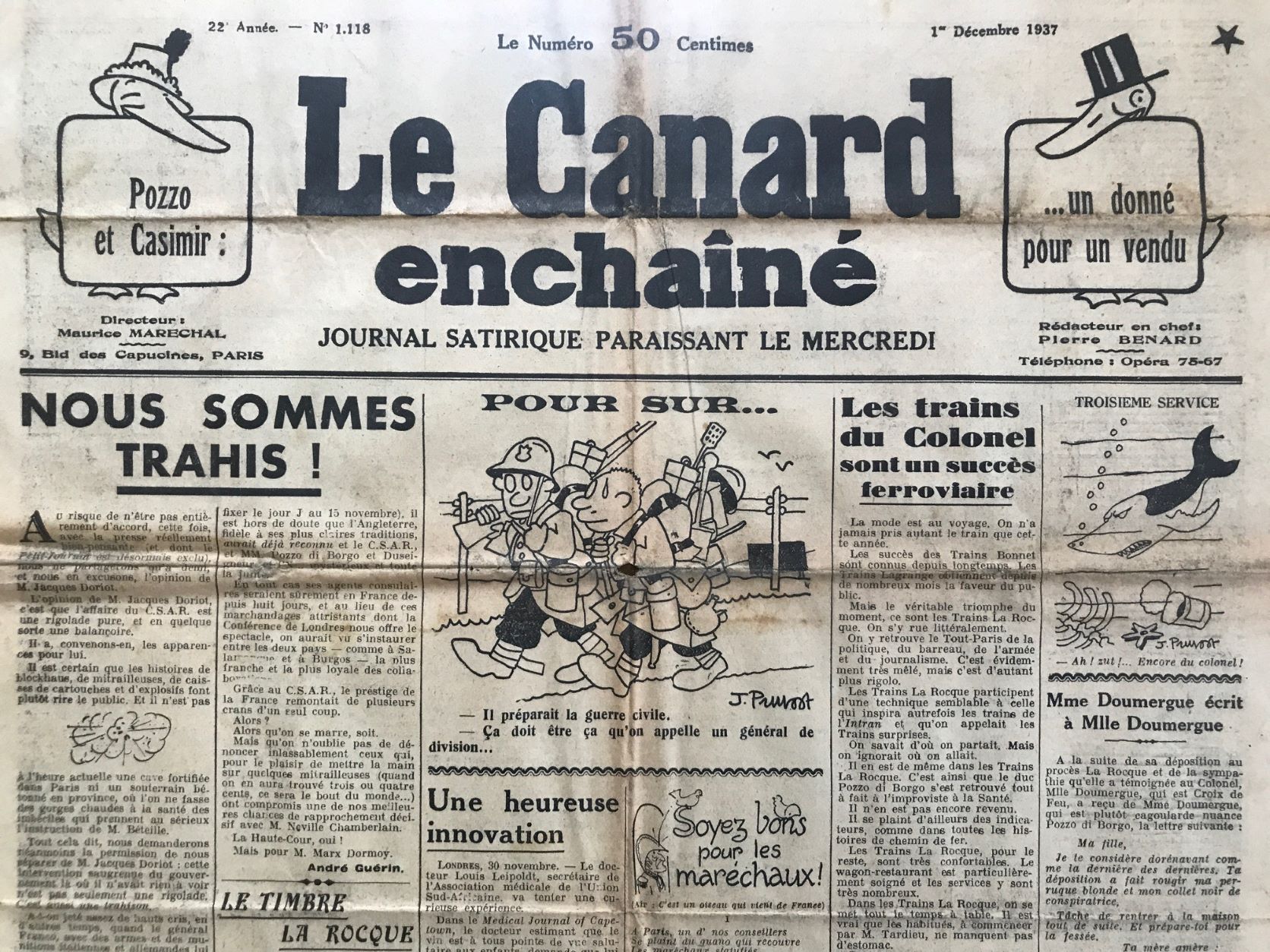 Couac ! | Acheter un Canard | Vente d'Anciens Journaux du Canard Enchaîné. Des Journaux Satiriques de Collection, Historiques & Authentiques de 1916 à 2004 ! | 1118