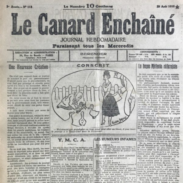 Couac ! | N° 113 du Canard Enchaîné - 28 Août 1918 | Nos Exemplaires du Canard Enchaîné sont archivés dans de bonnes conditions de conservation (obscurité, hygrométrie maitrisée et faible température), ce qui s'avère indispensable pour des journaux anciens. | 113