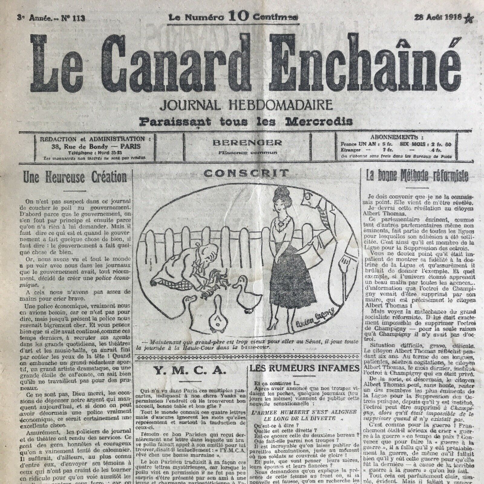 Couac ! | Acheter un Canard | Vente d'Anciens Journaux du Canard Enchaîné. Des Journaux Satiriques de Collection, Historiques & Authentiques de 1916 à 2004 ! | 113