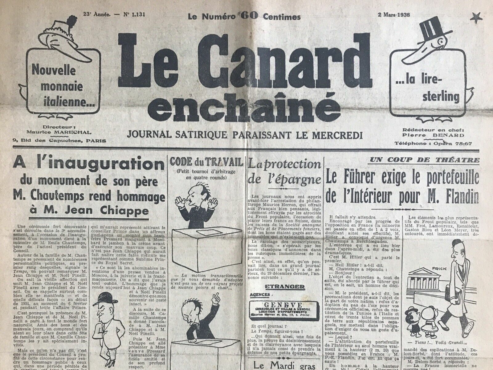 Couac ! | Acheter un Canard | Vente d'Anciens Journaux du Canard Enchaîné. Des Journaux Satiriques de Collection, Historiques & Authentiques de 1916 à 2004 ! | 1131 e1708167944636