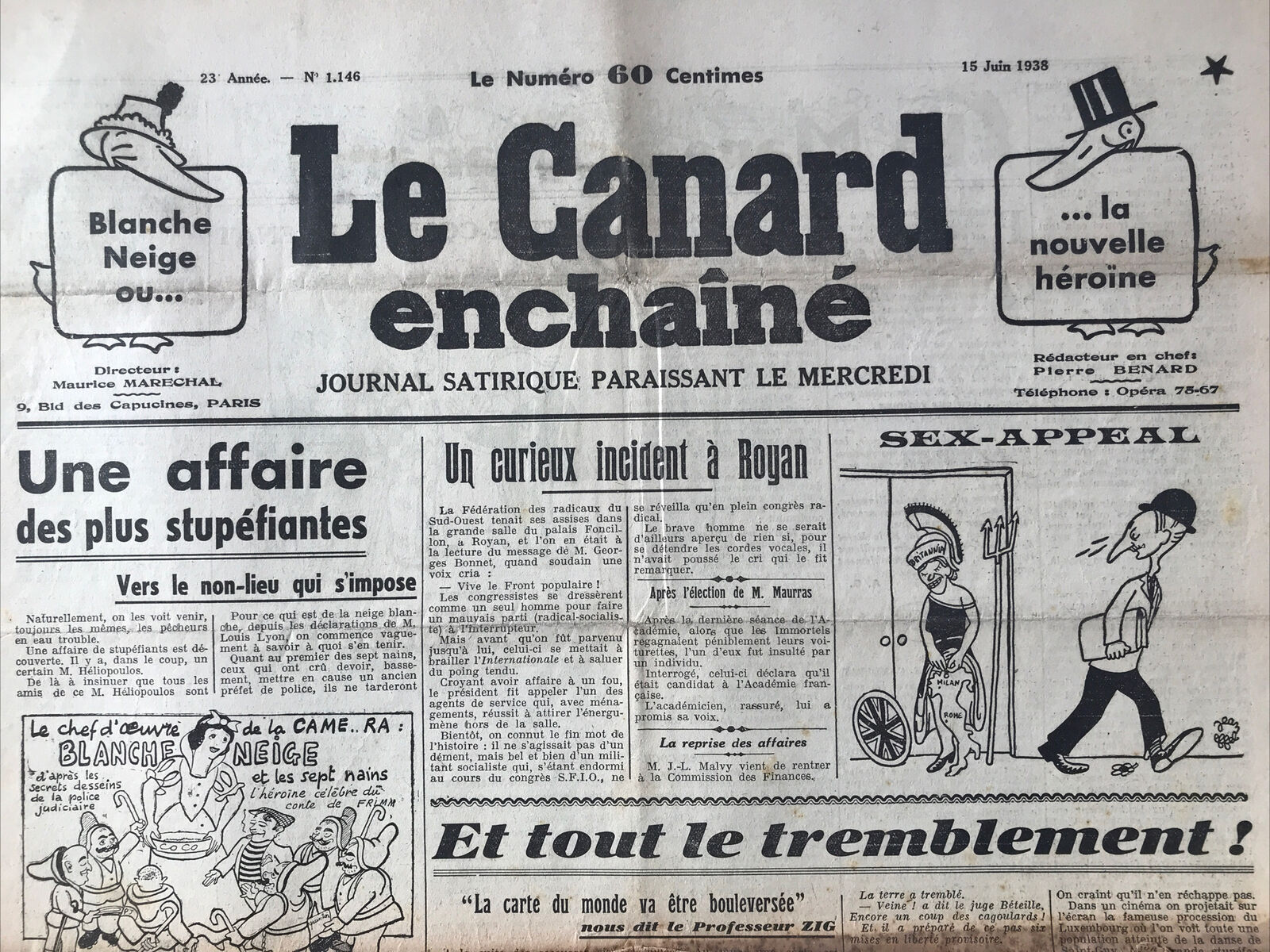 Couac ! | Acheter un Canard | Vente d'Anciens Journaux du Canard Enchaîné. Des Journaux Satiriques de Collection, Historiques & Authentiques de 1916 à 2004 ! | 1146