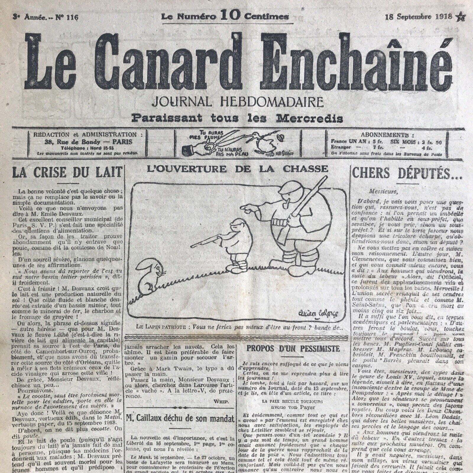 Couac ! | Acheter un Canard | Vente d'Anciens Journaux du Canard Enchaîné. Des Journaux Satiriques de Collection, Historiques & Authentiques de 1916 à 2004 ! | 116