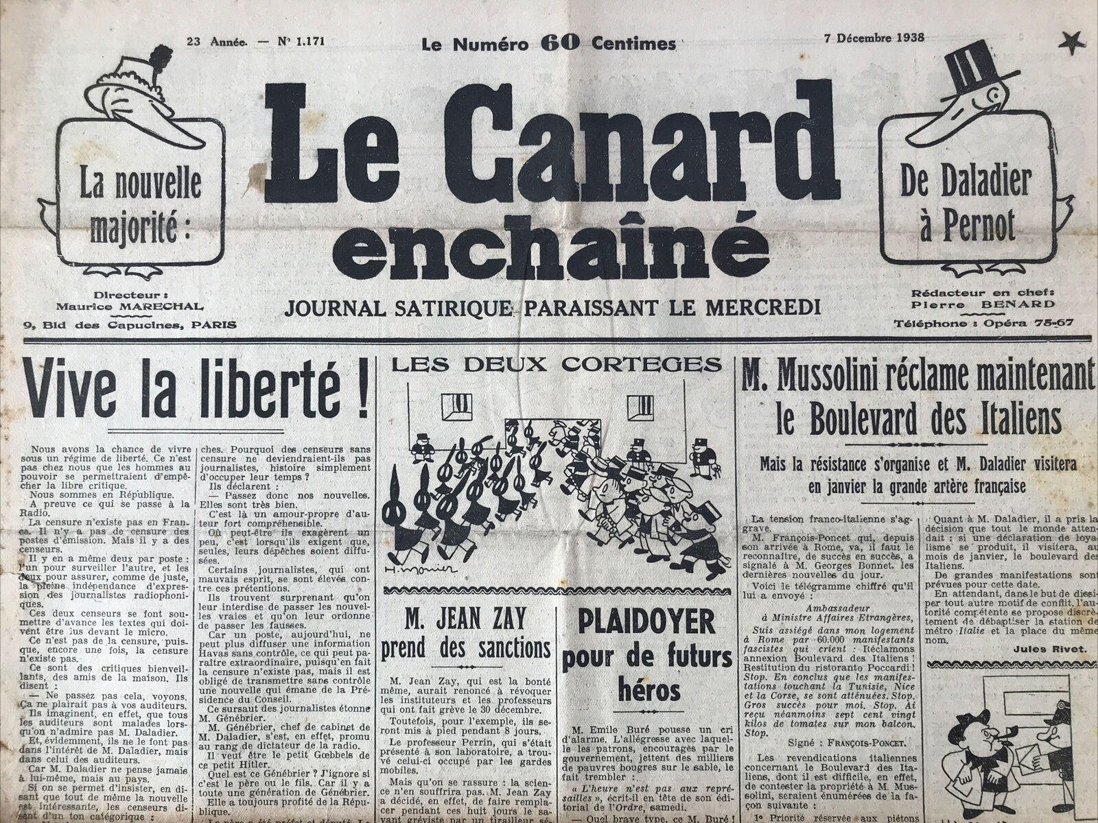 Couac ! | Acheter un Canard | Vente d'Anciens Journaux du Canard Enchaîné. Des Journaux Satiriques de Collection, Historiques & Authentiques de 1916 à 2004 ! | 1171