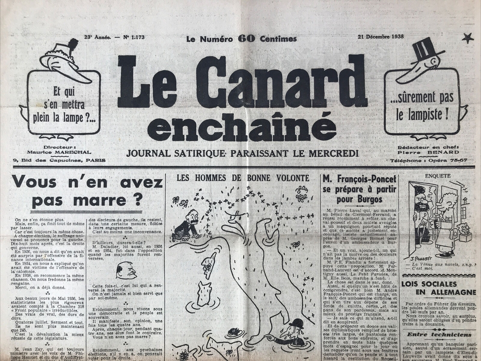 Couac ! | Acheter un Canard | Vente d'Anciens Journaux du Canard Enchaîné. Des Journaux Satiriques de Collection, Historiques & Authentiques de 1916 à 2004 ! | 1173