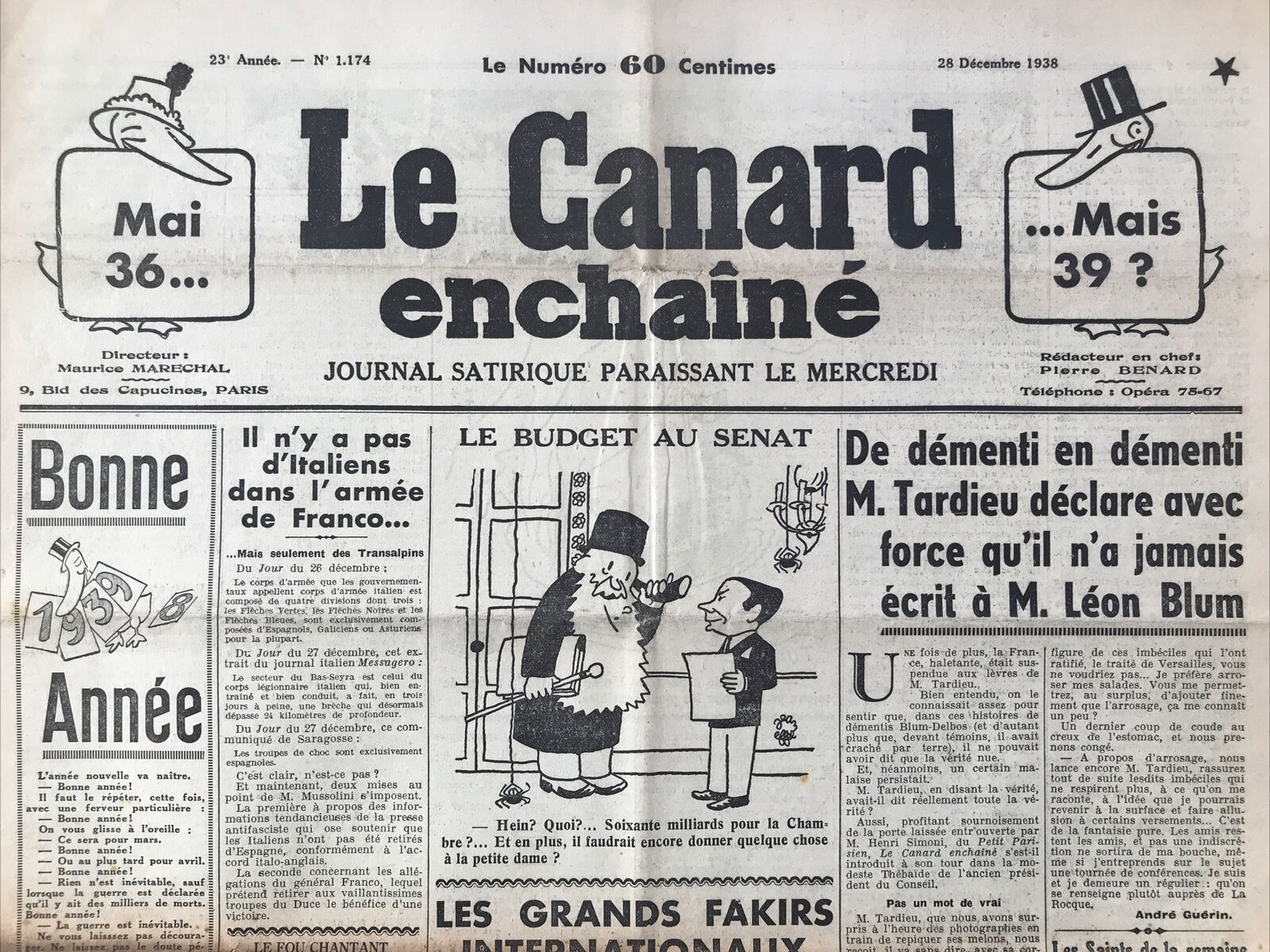 Couac ! | Acheter un Canard | Vente d'Anciens Journaux du Canard Enchaîné. Des Journaux Satiriques de Collection, Historiques & Authentiques de 1916 à 2004 ! | 1174