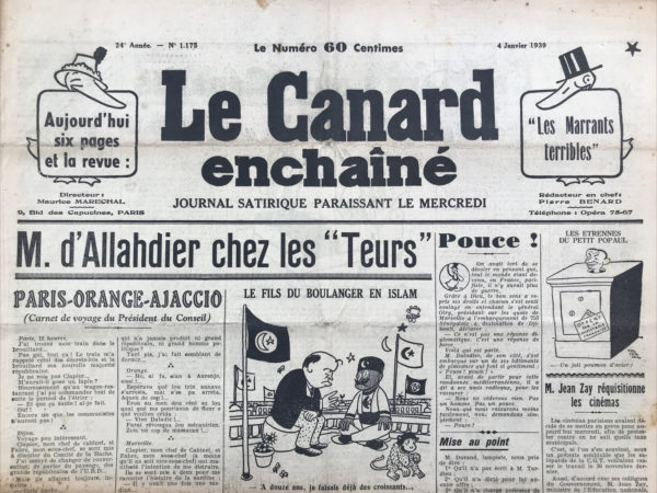 Couac ! | N° 1175 du Canard Enchaîné - 4 Janvier 1939 | L'article Les millions du lampiste, publié dans Le Canard enchaîné le 4 janvier 1939, est une satire mordante qui critique la politique économique de Paul Reynaud, alors ministre des Finances, et souligne l'absurdité et l'injustice du système financier de l'époque. La scène se déroule dans le bureau de Paul Reynaud, où ce dernier, comptant les milliards, découvre un déficit causé par un directeur de banque qui n'a pas payé ses impôts. Pour combler ce manque, il fait entrer un lampiste, un homme ordinaire représentatif du citoyen moyen, qui apparaît effrayé et suppliant. Reynaud tente de convaincre le lampiste de la prospérité financière récente due à ses politiques. Il explique que les titres des chemins de fer ont monté en valeur, que les capitaux affluent, et que les rentes augmentent. Cependant, le lampiste, qui représente le citoyen lambda sans investissements financiers, ne comprend pas ces explications et souligne qu'il est "à sec". La conversation révèle l'incompréhension totale du lampiste face aux mécanismes financiers sophistiqués que Reynaud décrit, tels que la spéculation boursière et l'achat de francs à Amsterdam pour les revendre à New York. Le lampiste, épuisé et confus, finit par avouer qu'il ne possède aucune des actions ou titres mentionnés. Furieux, Reynaud le chasse de son bureau, déclarant qu'il ne l'intéresse pas et qu'il lui fait perdre son temps. Cette expulsion brutale souligne la déconnexion entre les décideurs politiques et financiers et la réalité des citoyens ordinaires. L'article utilise l'ironie pour critiquer la disparité entre ceux qui profitent des politiques économiques et ceux qui en sont exclus. Il démontre comment les explications financières complexes et les promesses de richesse rapide ne signifient rien pour ceux qui n'ont pas les moyens ou les connaissances nécessaires pour participer à ces systèmes. Le lampiste symbolise l'injustice sociale et économique, montrant que les bénéfices des politiques financières de Reynaud ne touchent pas les classes populaires. En somme, "Les millions du lampiste" est une critique acerbe du capitalisme financier de l'époque, révélant les inégalités et l'incompréhension entre les élites économiques et le peuple. L'article satirise la rhétorique des politiciens et démontre comment leurs promesses de prospérité sont inaccessibles à la majorité des citoyens. | 1175